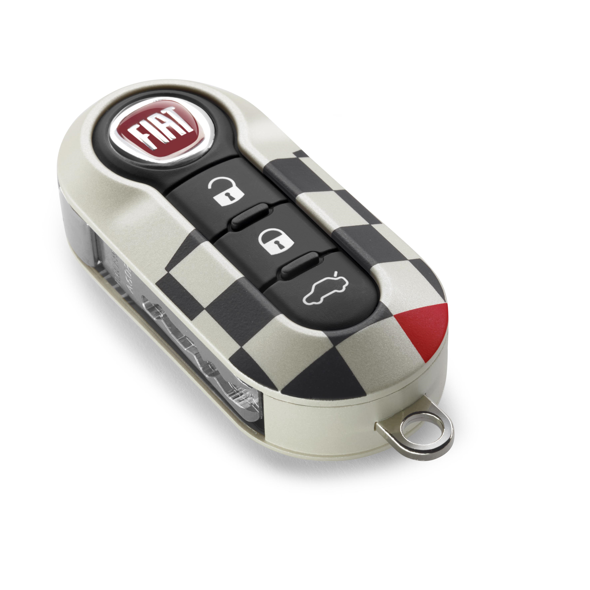 ACCESSOIRES ORIGINE FIAT - Stickers sport damier rouge-noir-blanc pour Fiat  500