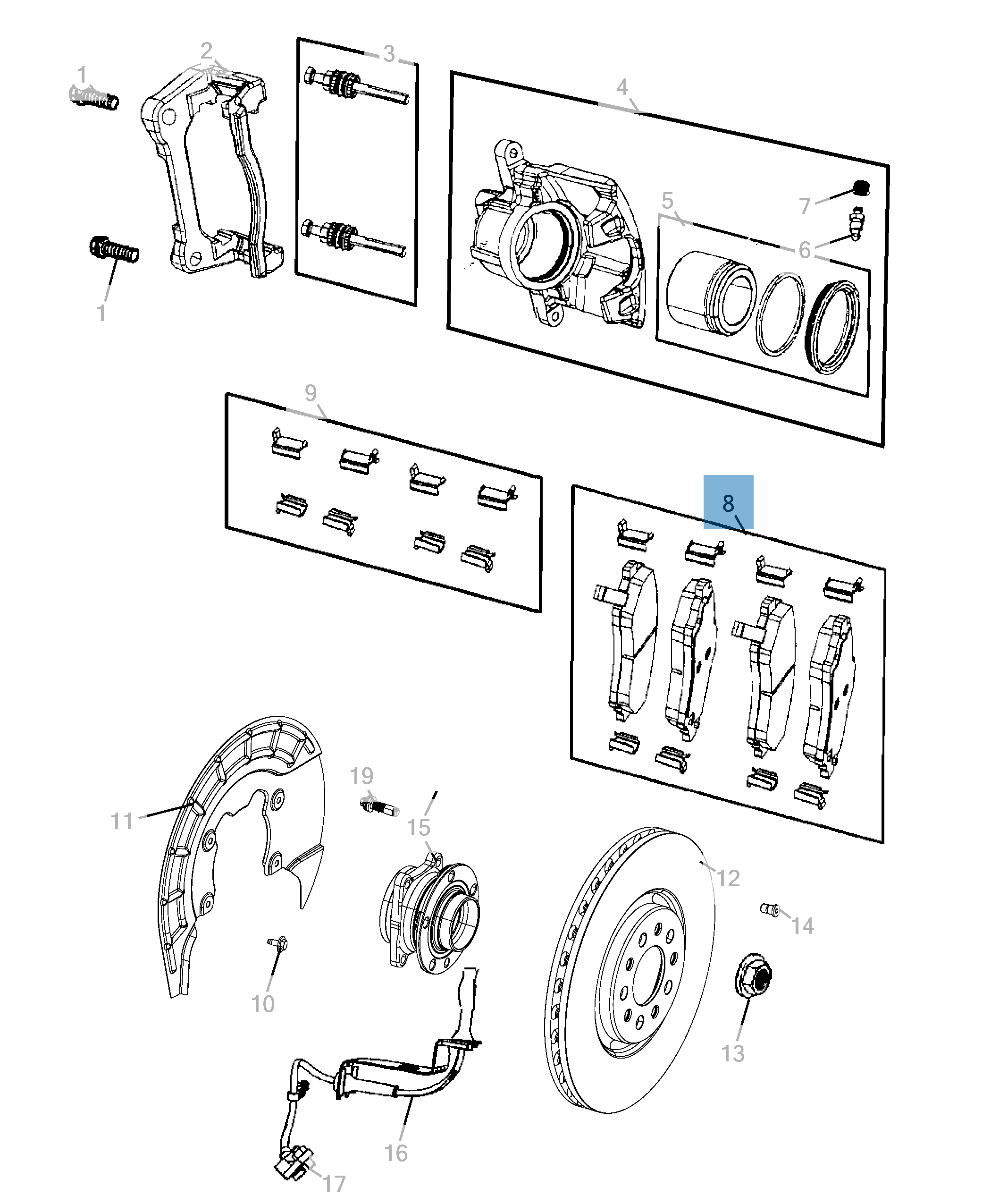 Pastiglia freno disco anteriore (Set 4 pezzi) per Jeep Cherokee  jeep