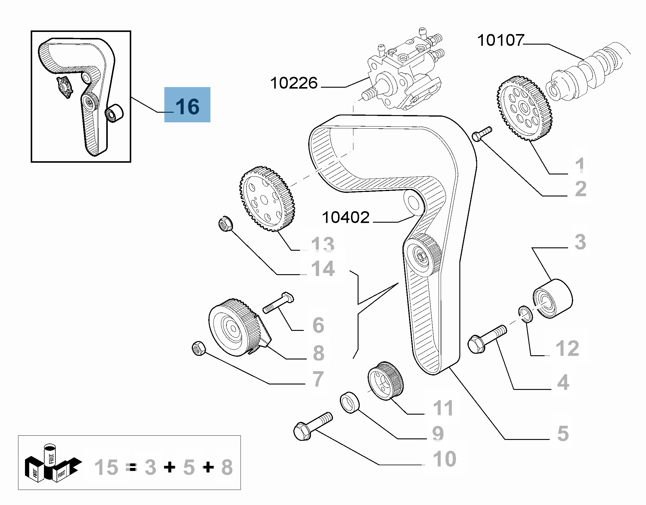 Kit correa de distribución con bomba de agua  alfa-romeo