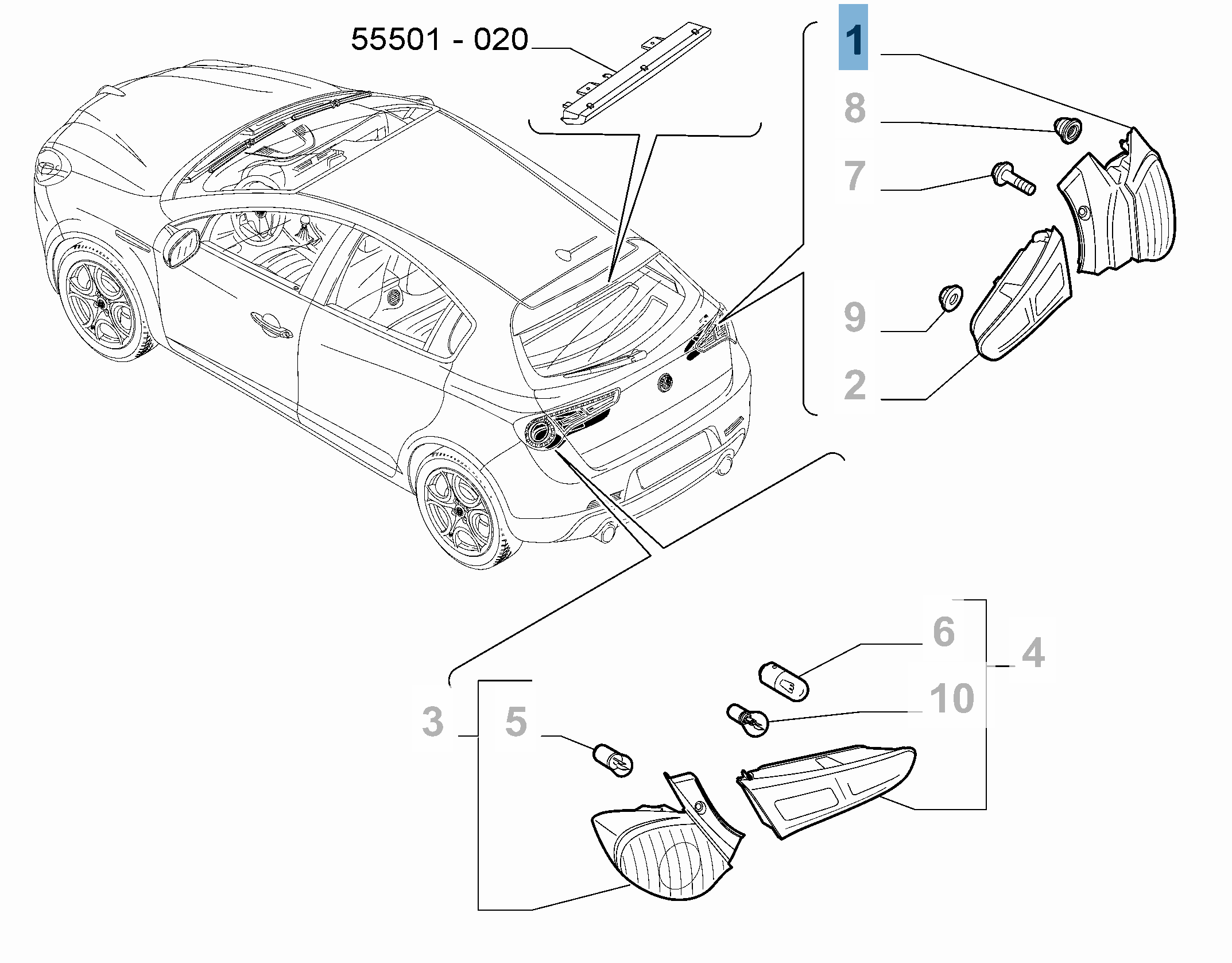 Piloto trasero derecho fijo para Alfa Romeo Giulietta  undefined