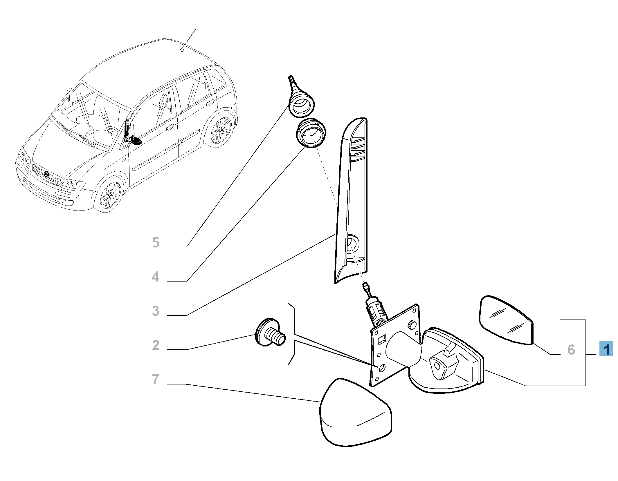 Specchietto retrovisore esterno sinistro, manuale, con sensore di temperatura undefined