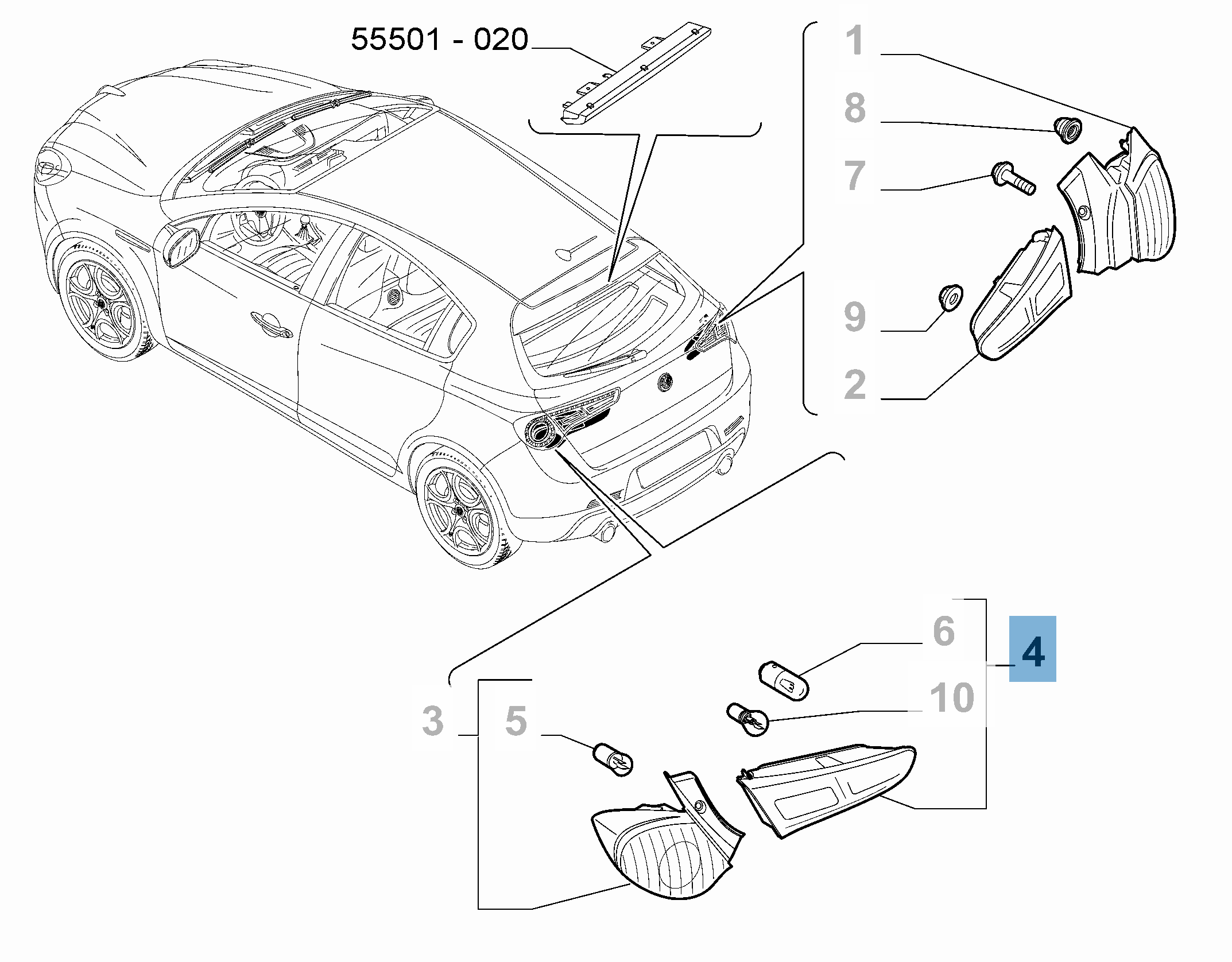 Feu arrière gauche mobile pour Alfa Romeo Giulietta  undefined