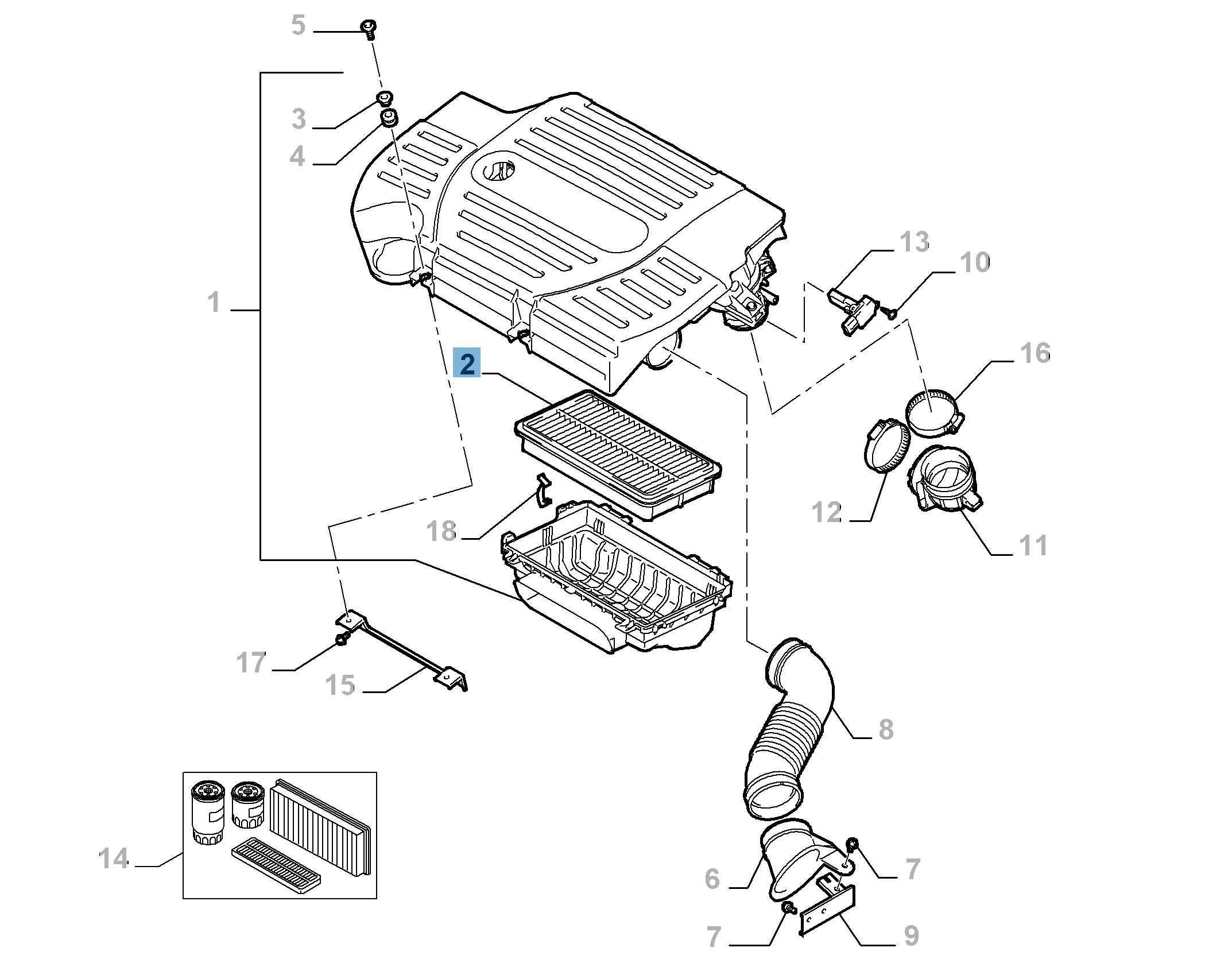Filtre à air moteur pour Fiat Sedici  fiat