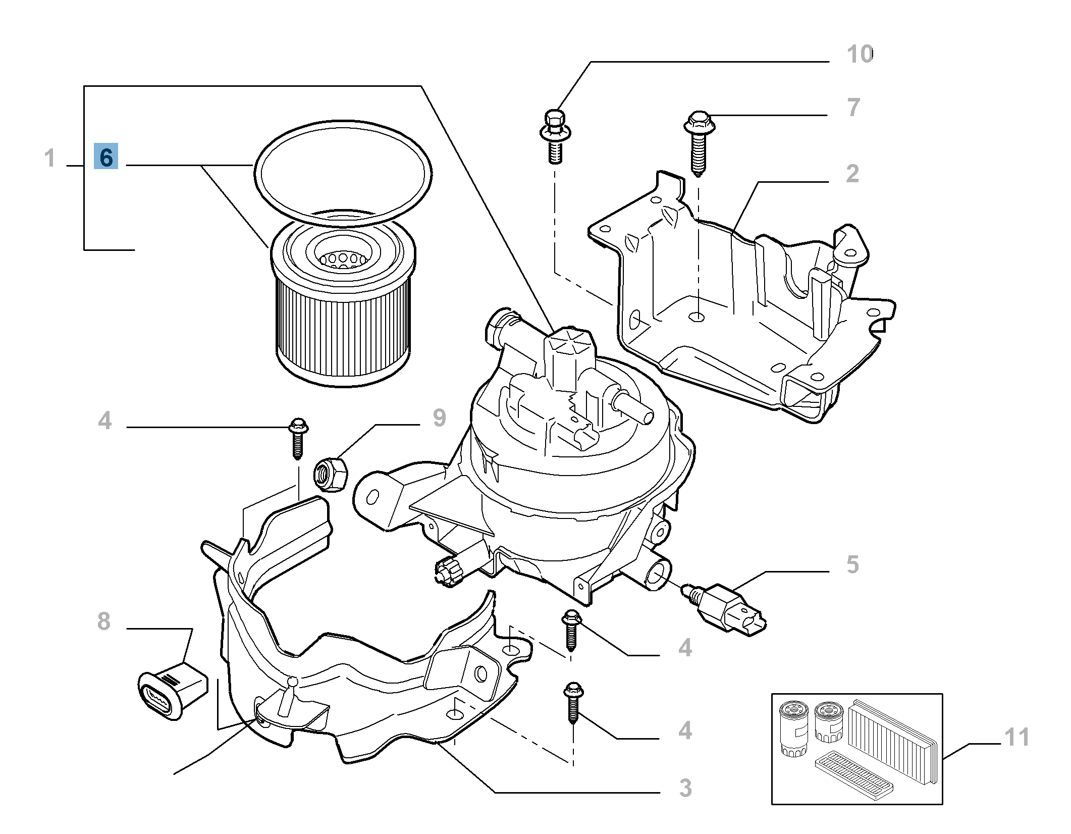 Filtre à gazole  fiat