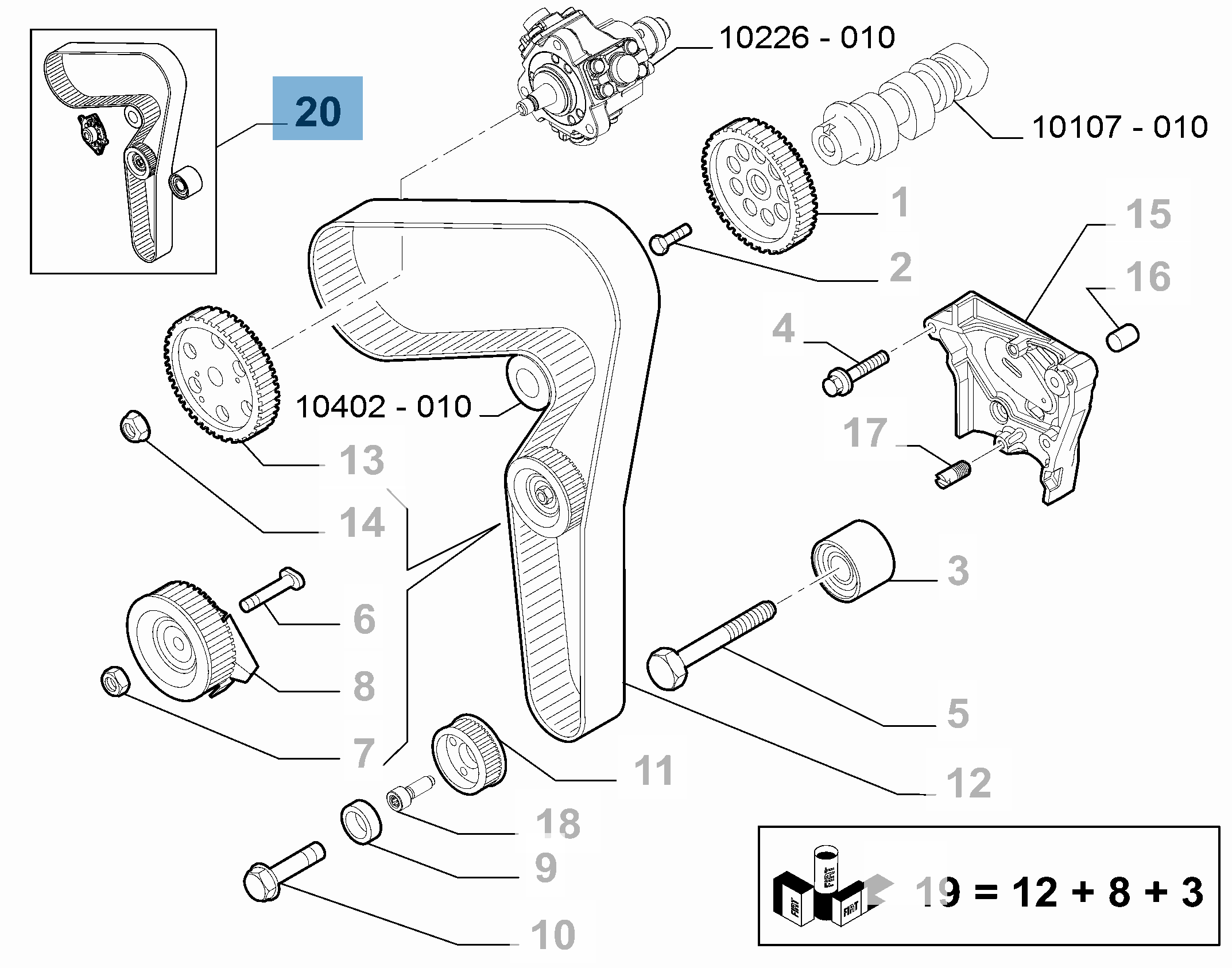 Kit correa de distribución con bomba de agua  alfa-romeo