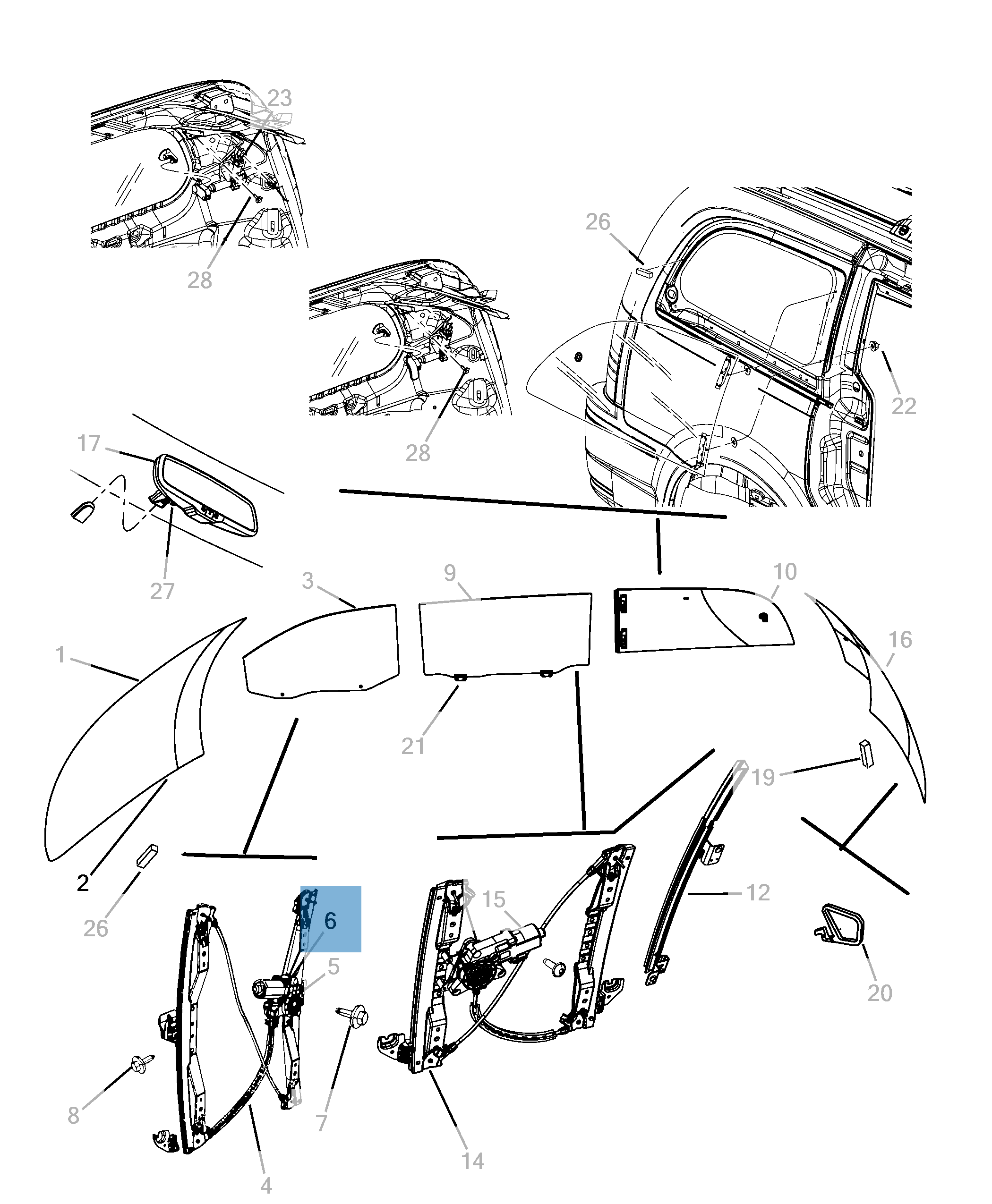 Alzacristallo completo di 6 piedini per Lancia Voyager  undefined