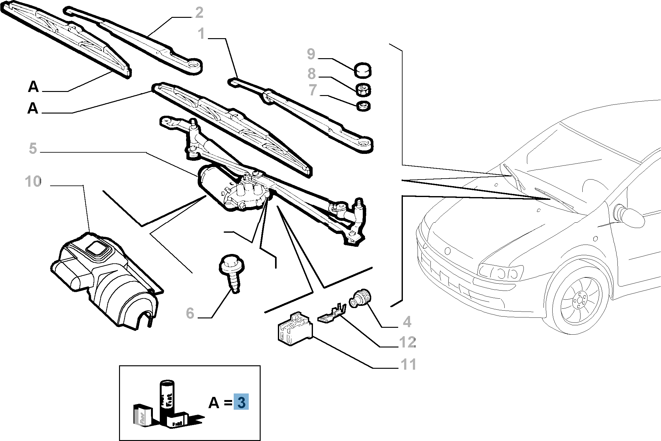 Set of 2 front wiper blades for Punto, Doblò undefined