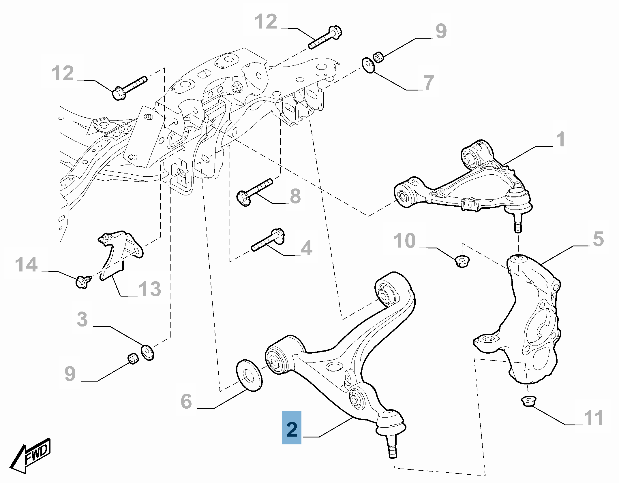 Bras oscillant gauche de suspension inférieure undefined