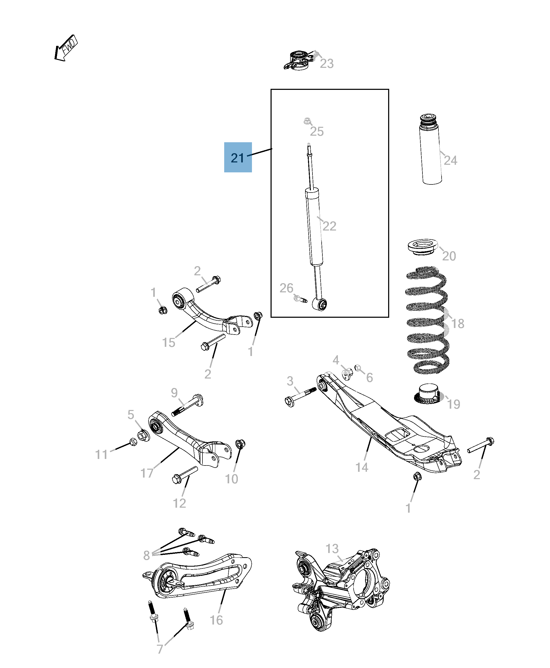 Ammortizzatore posteriore per Jeep Cherokee  undefined