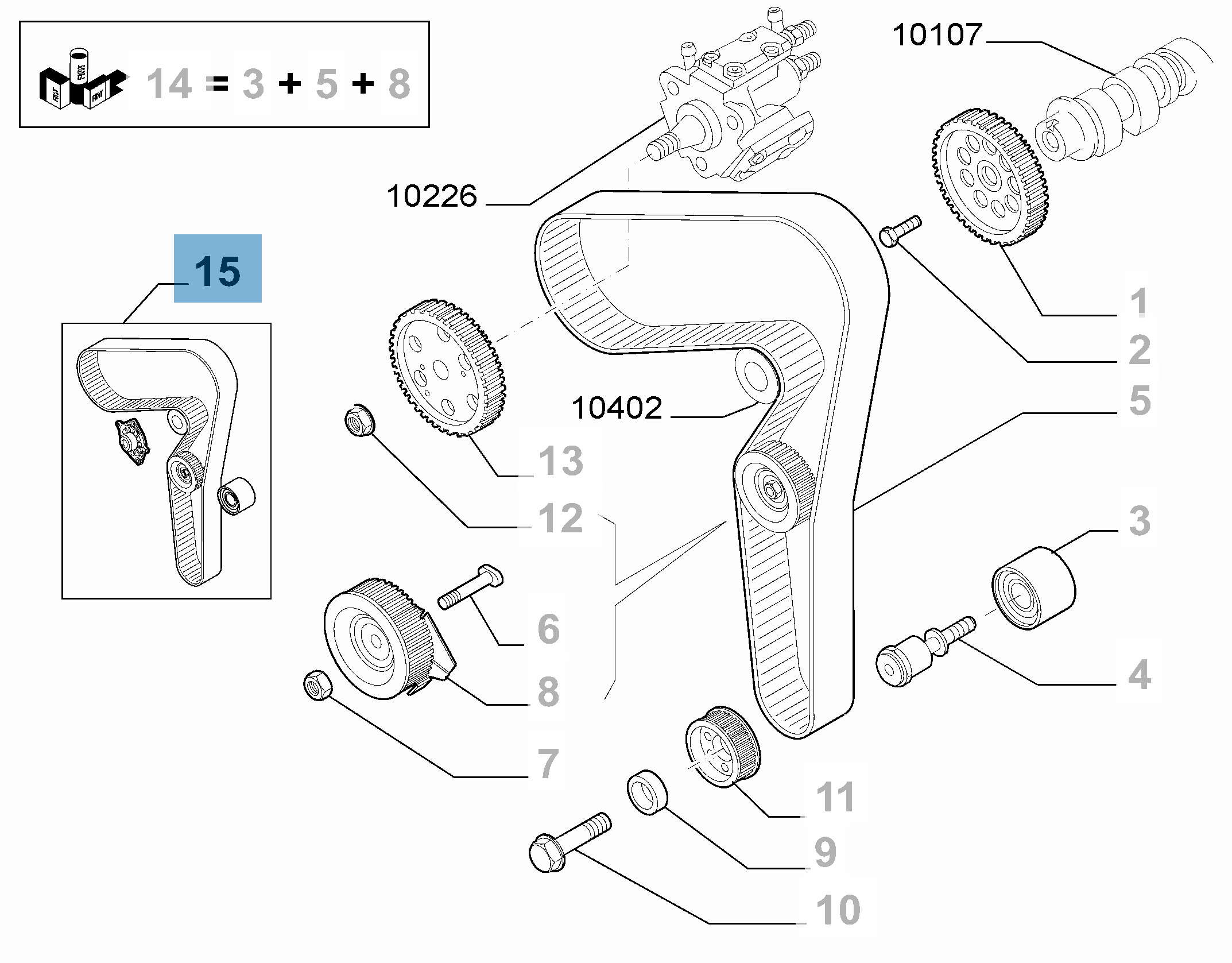 Kit correa de distribución con bomba de agua  alfa-romeo