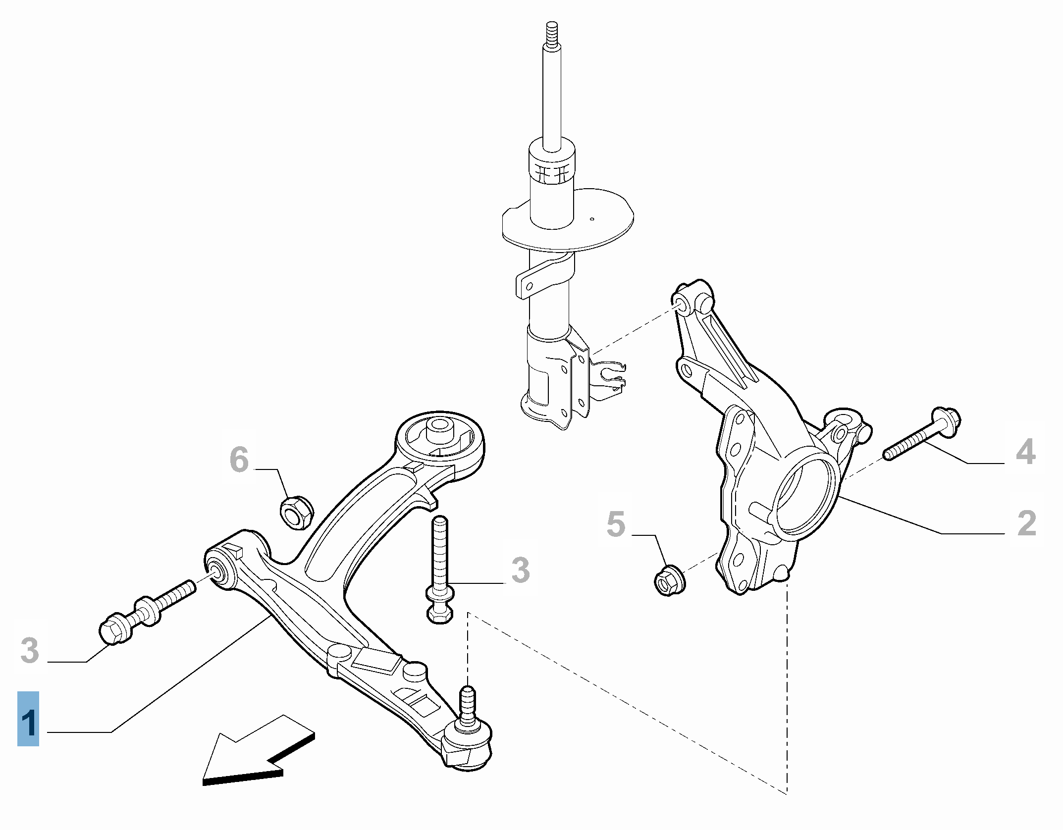 Bras oscillant gauche de suspension avant undefined