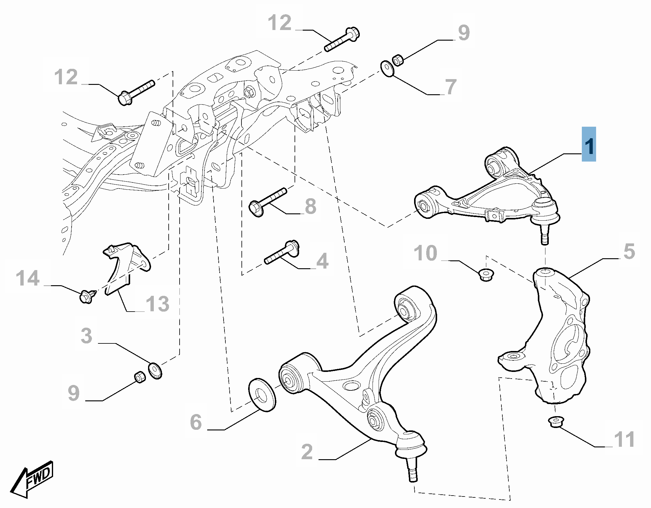 Bras oscillant gauche de suspension supérieure undefined