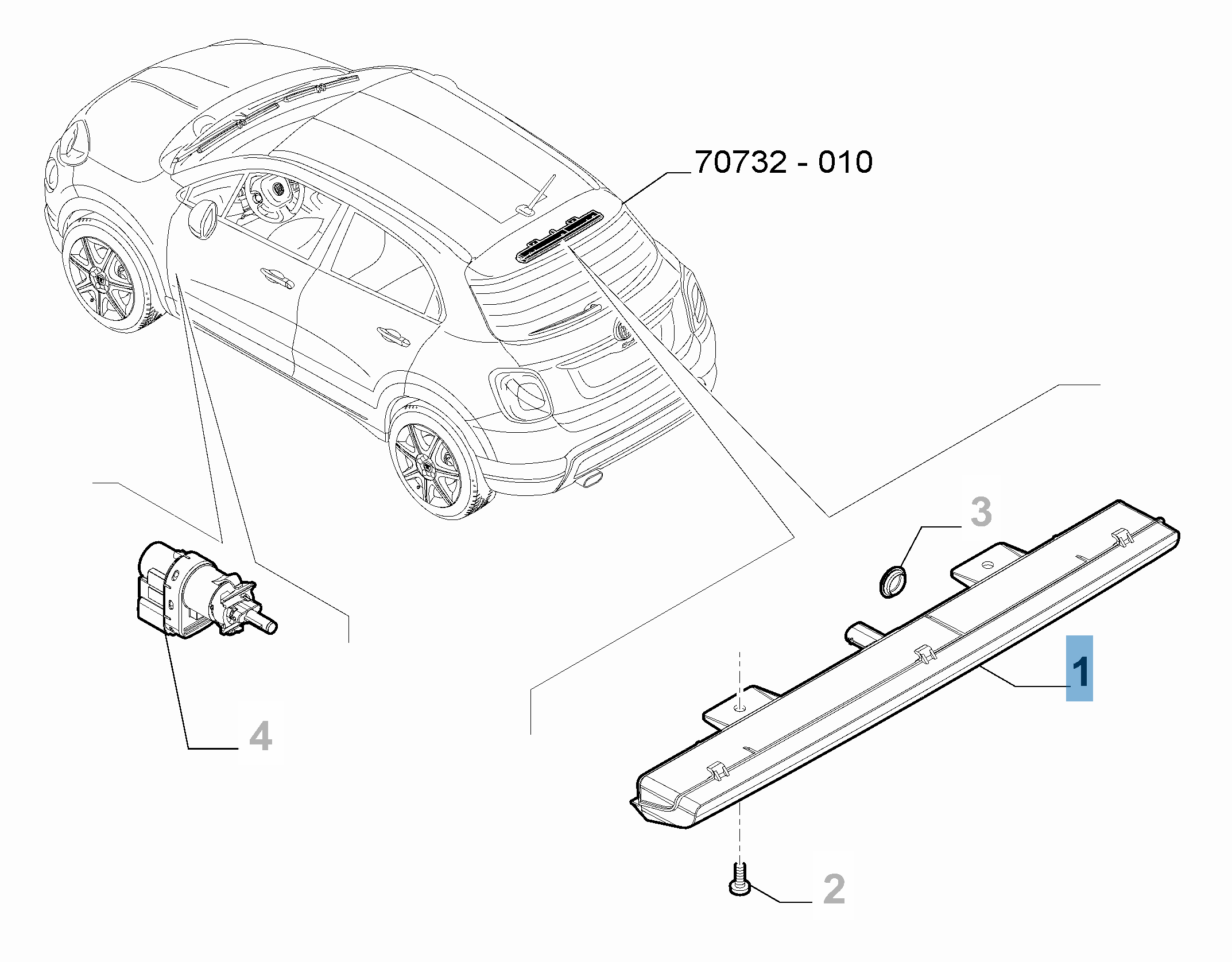 Luz de freno trasera en soporte rueda de repuesto para Fiat 500X  undefined