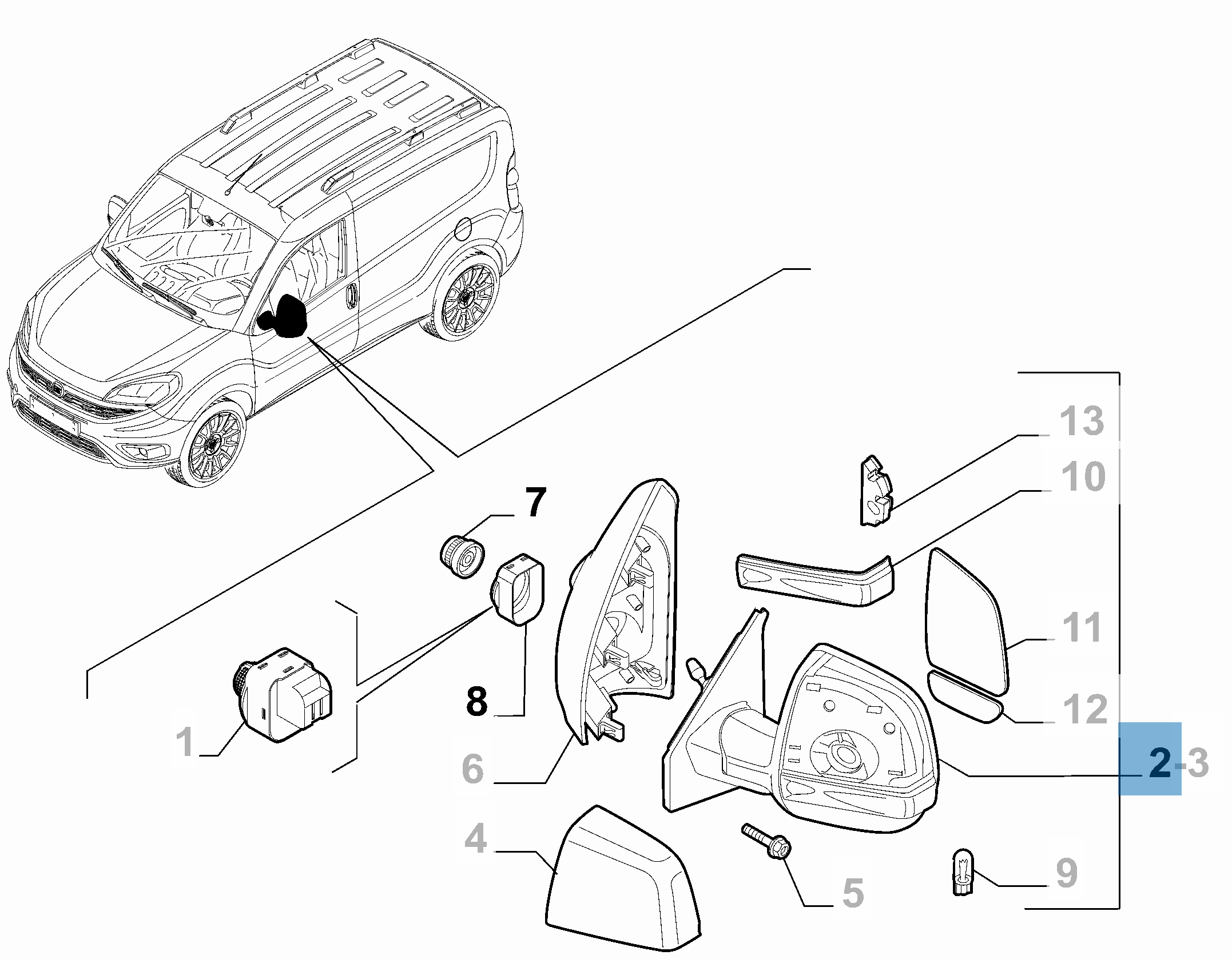 Rétroviseur droit manuel pour Fiat et Fiat Professional  undefined