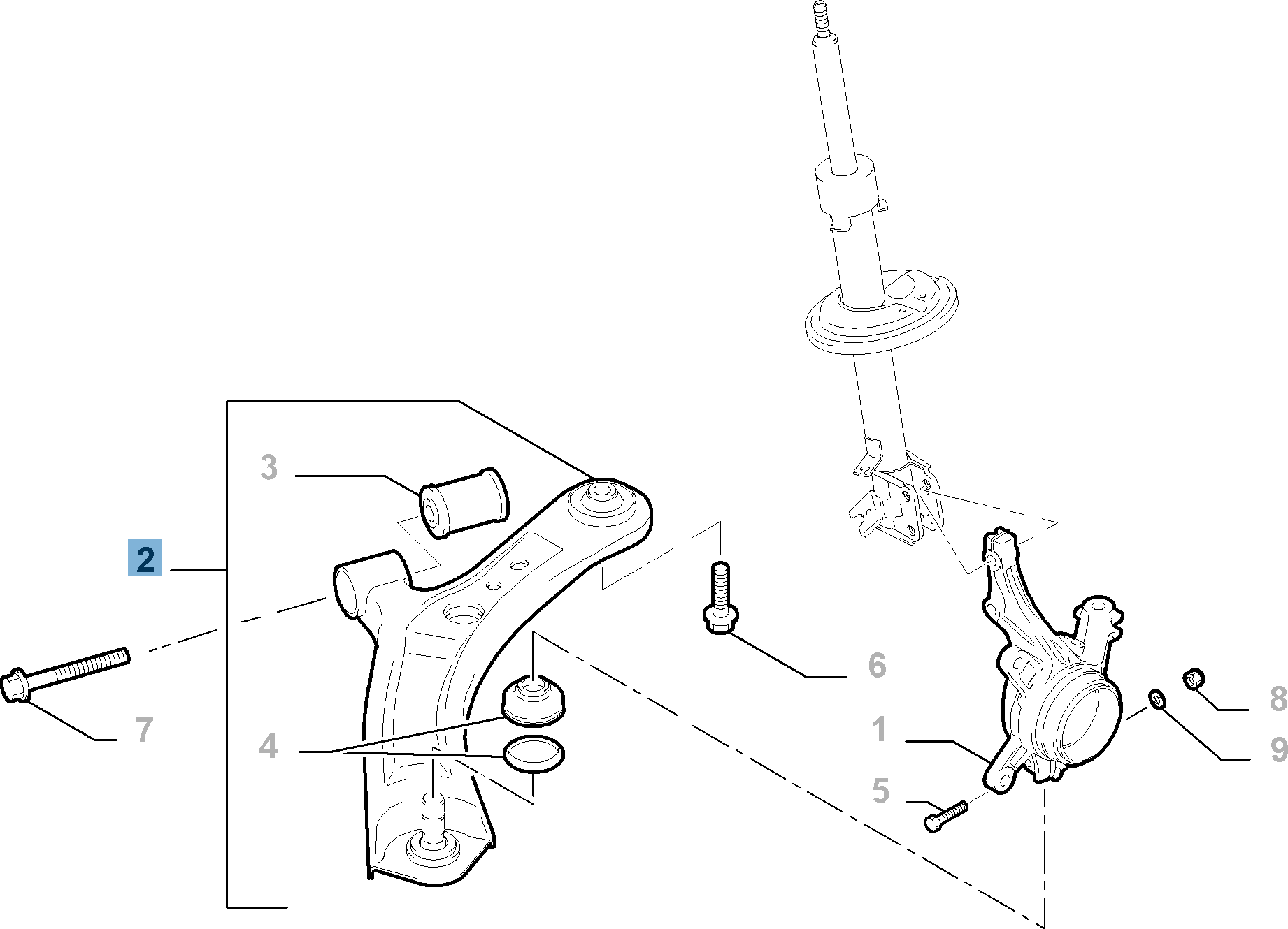 Bras oscillant droit de suspension avant pour Fiat Sedici undefined
