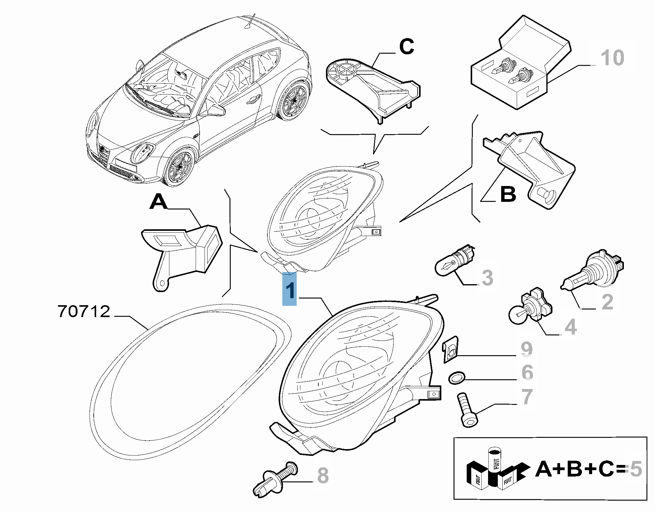 Faro delantero derecho para Alfa Romeo Mito  undefined