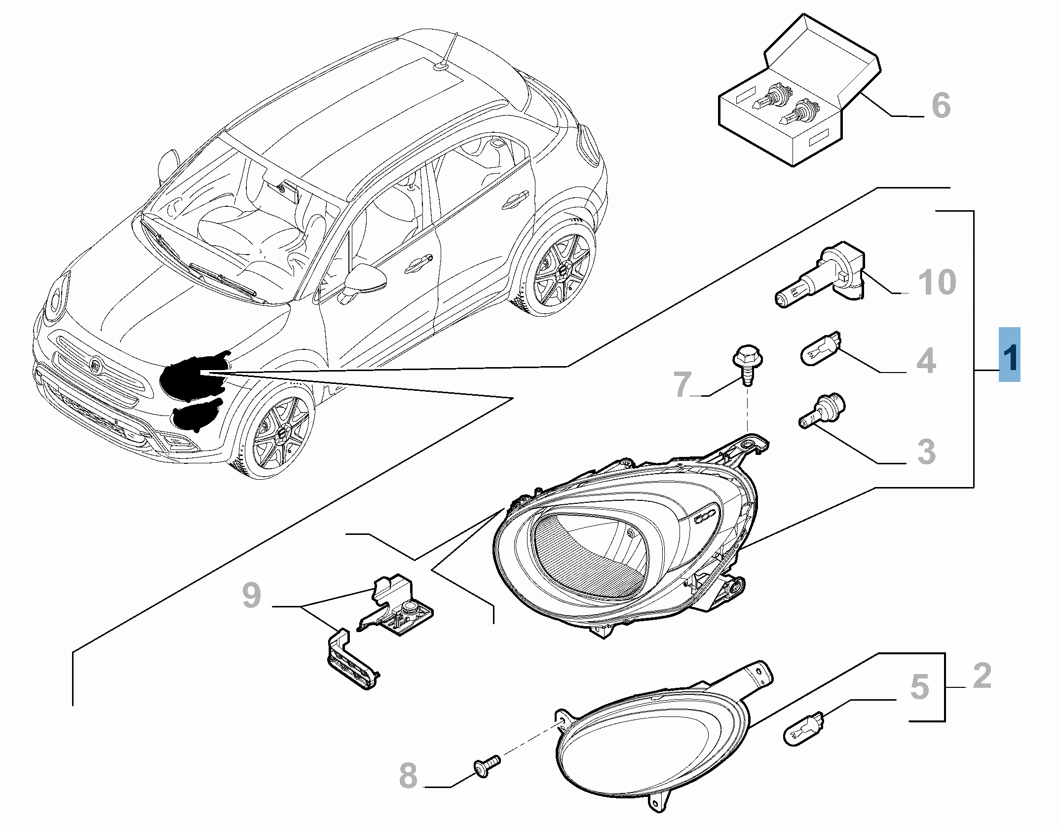 Proiettore anteriore DX per Fiat 500X undefined