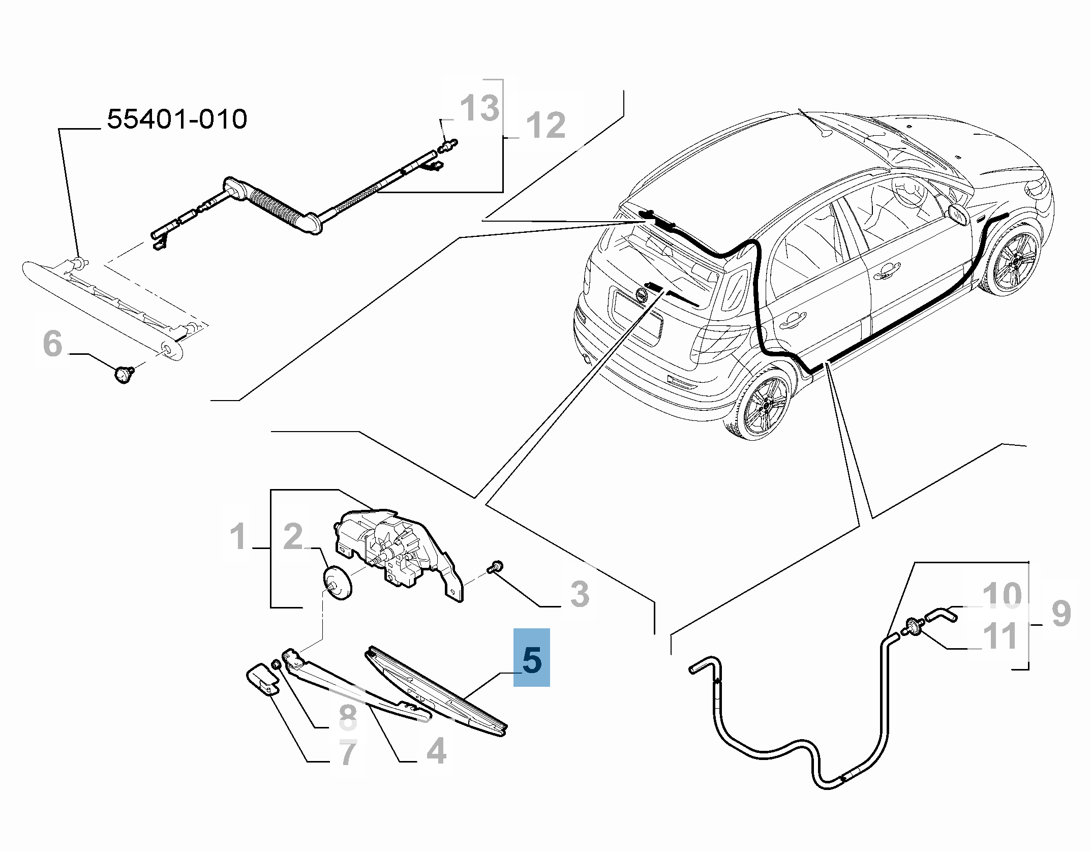 Balai d'essuie-glace arrière pour Fiat Sedici  fiat