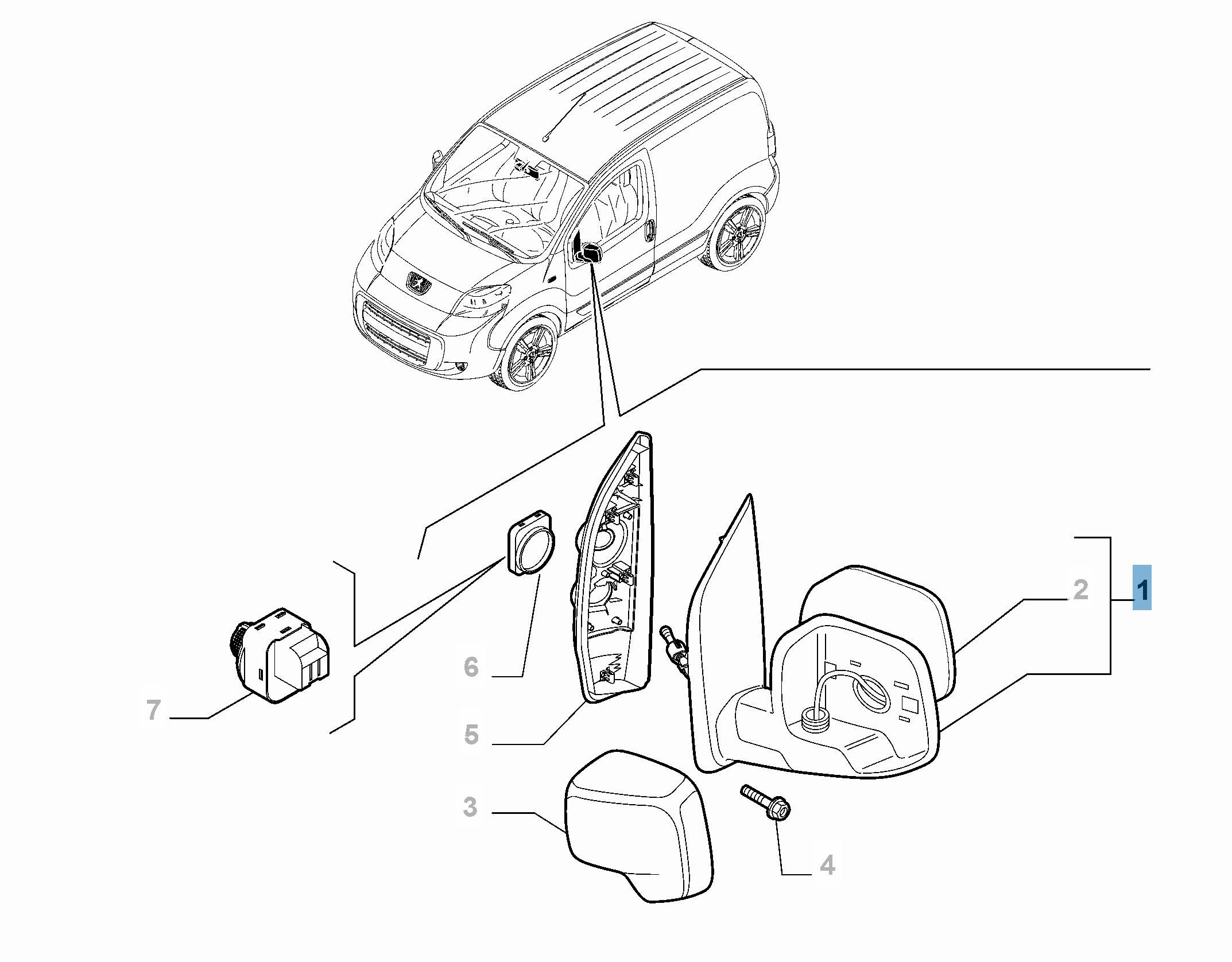 Rétroviseur gauche pour Fiat Professional Fiorino  undefined