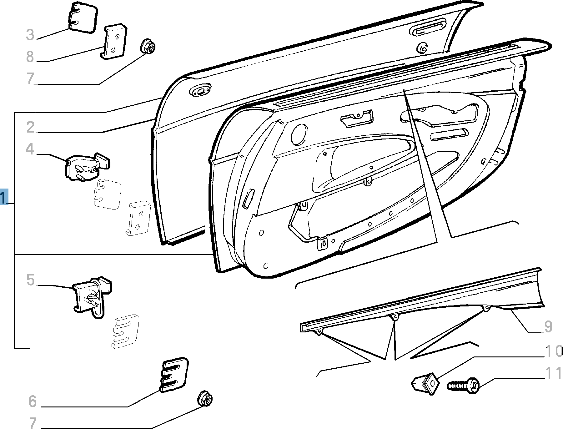 Porte latérale gauche complète pour Fiat Barchetta (1995-2004)  undefined