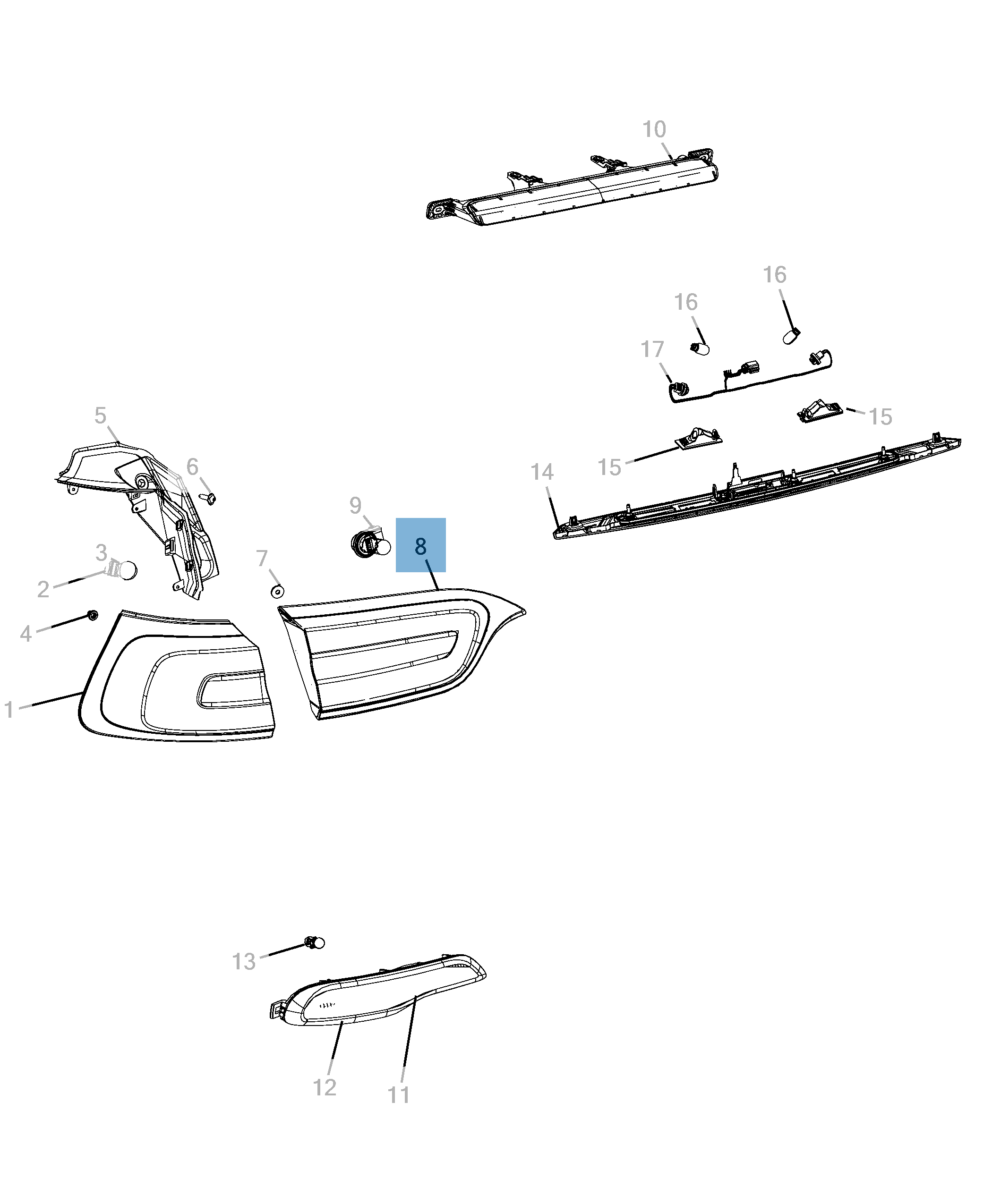 Lampada fanale posteriore per Jeep Cherokee  undefined