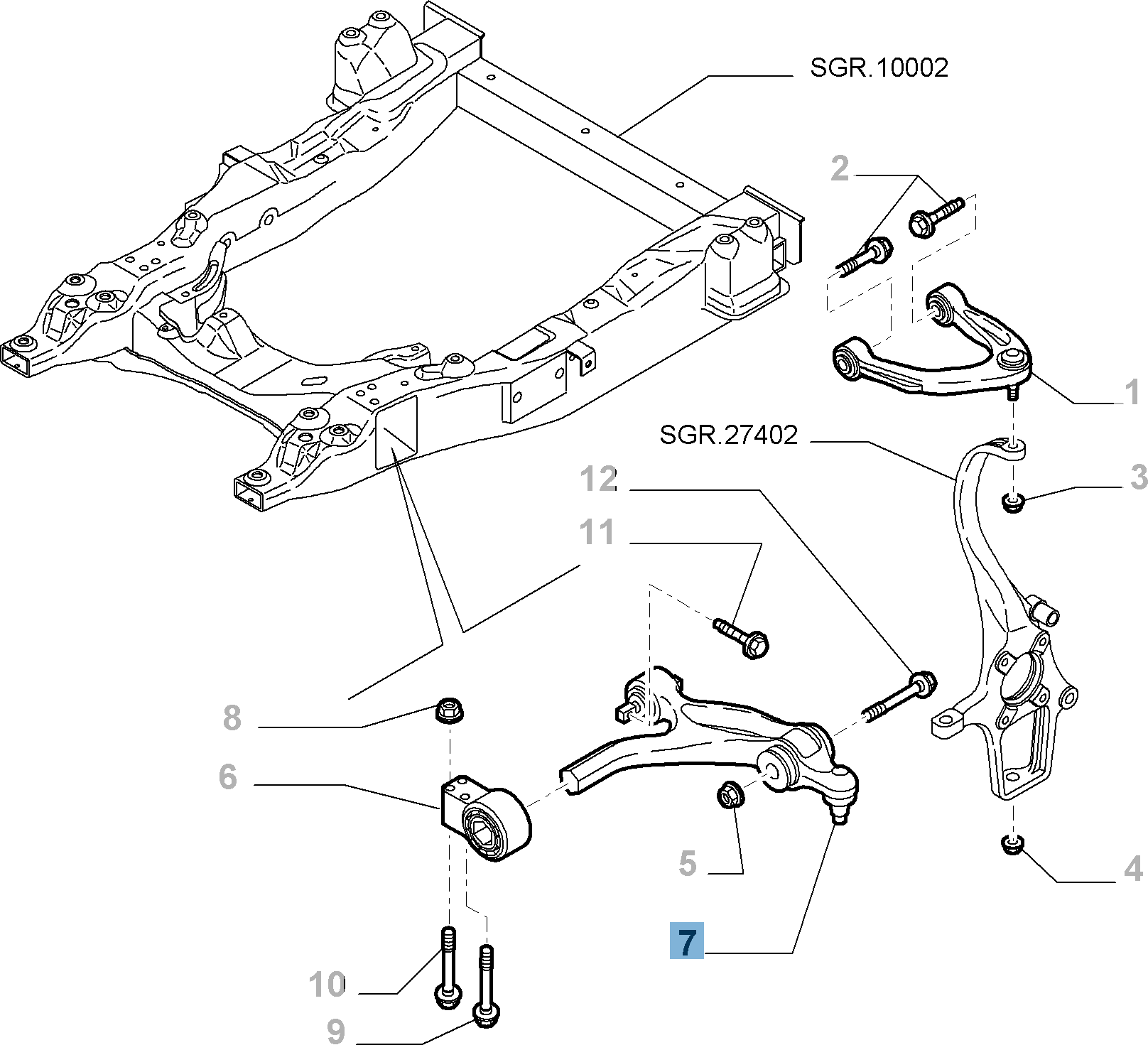 Bras oscillant droit de suspension avant pour Alfa Romeo undefined