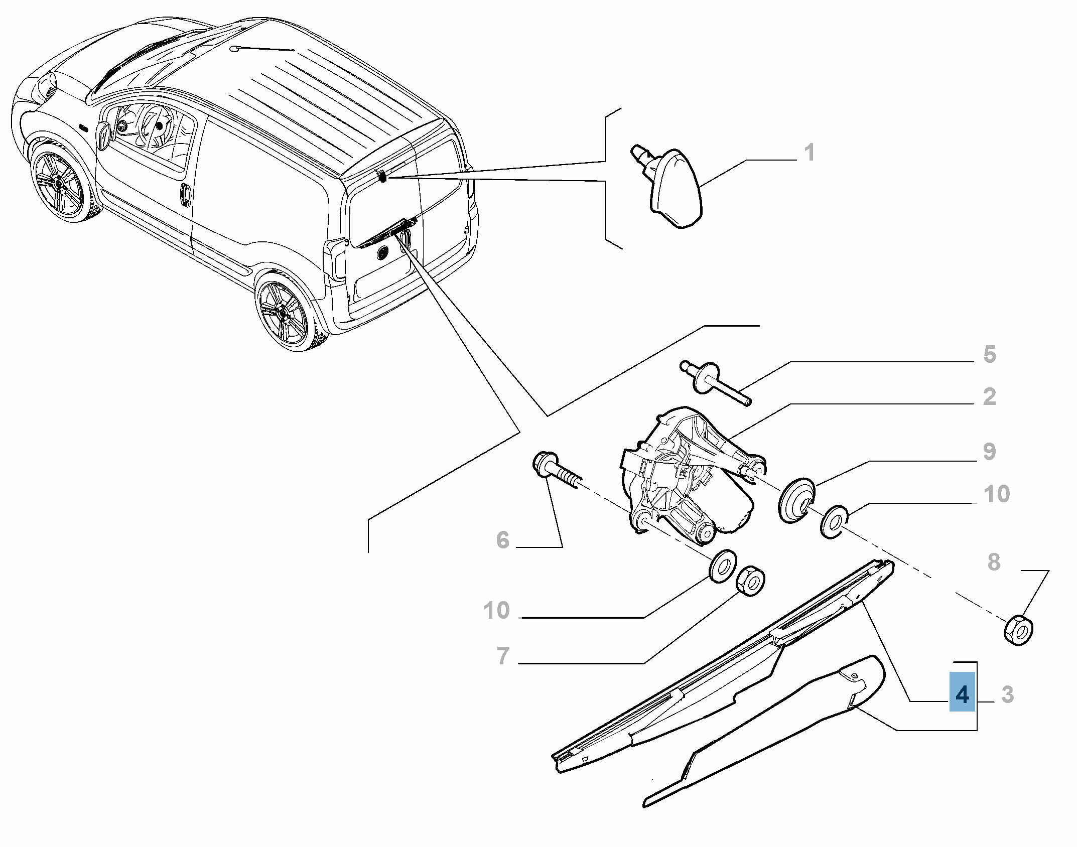 Rear screen wiper blade for Fiorino undefined