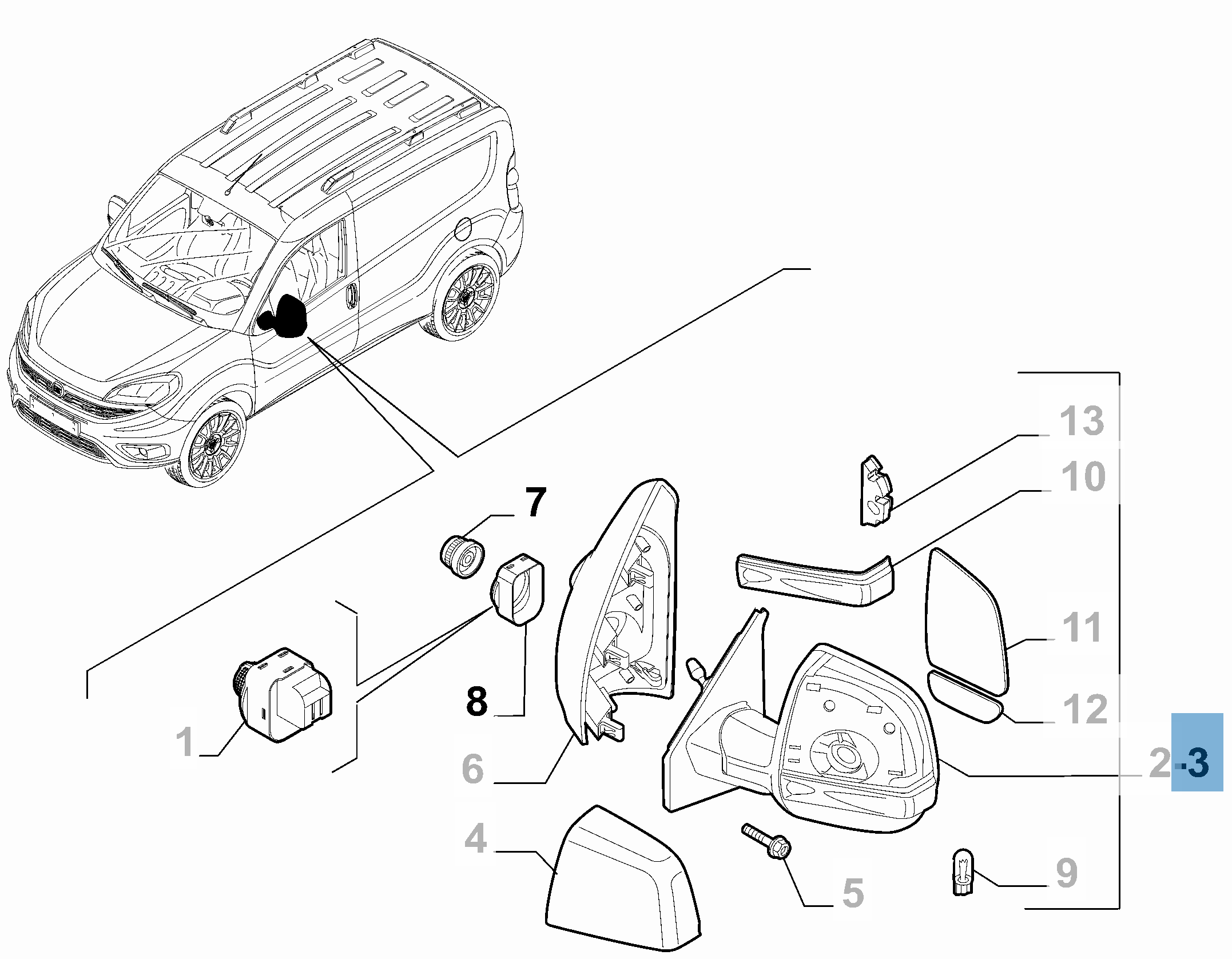 Espejo retrovisor exterior izquierdo manual para Fiat y Fiat Professional undefined