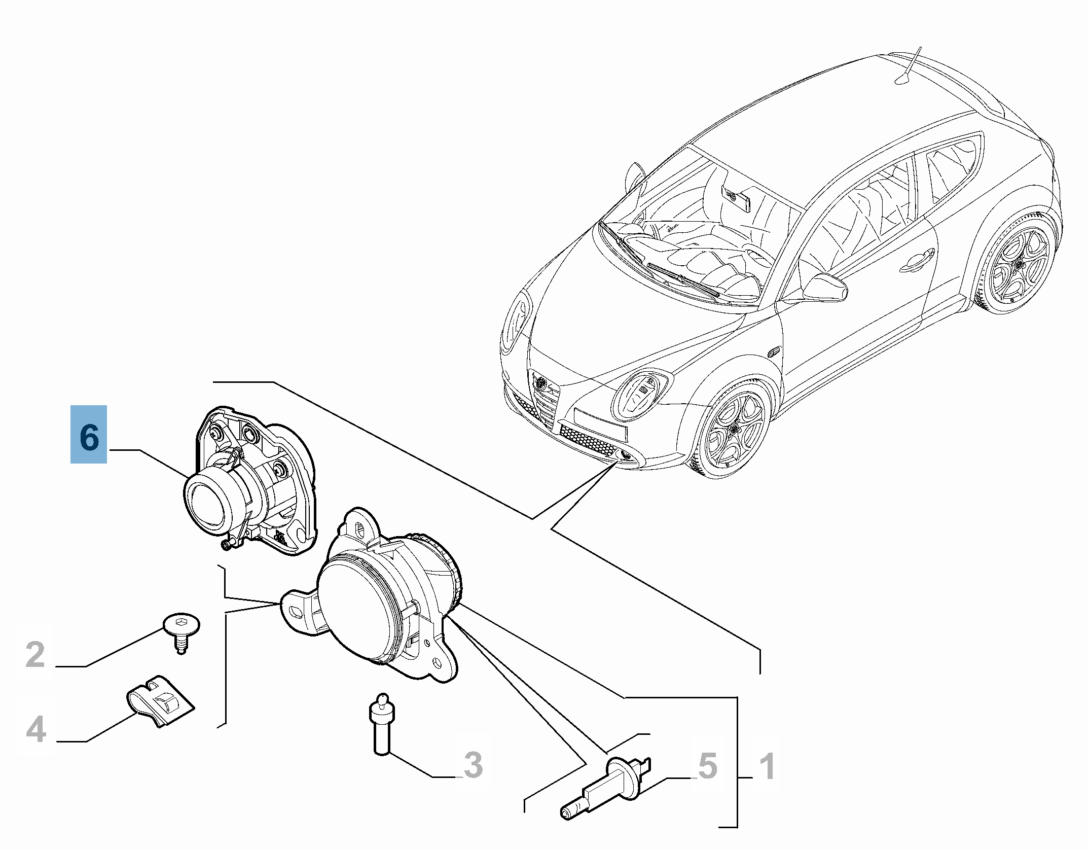 Antibrouillard avant droit pour Alfa Romeo Mito  undefined
