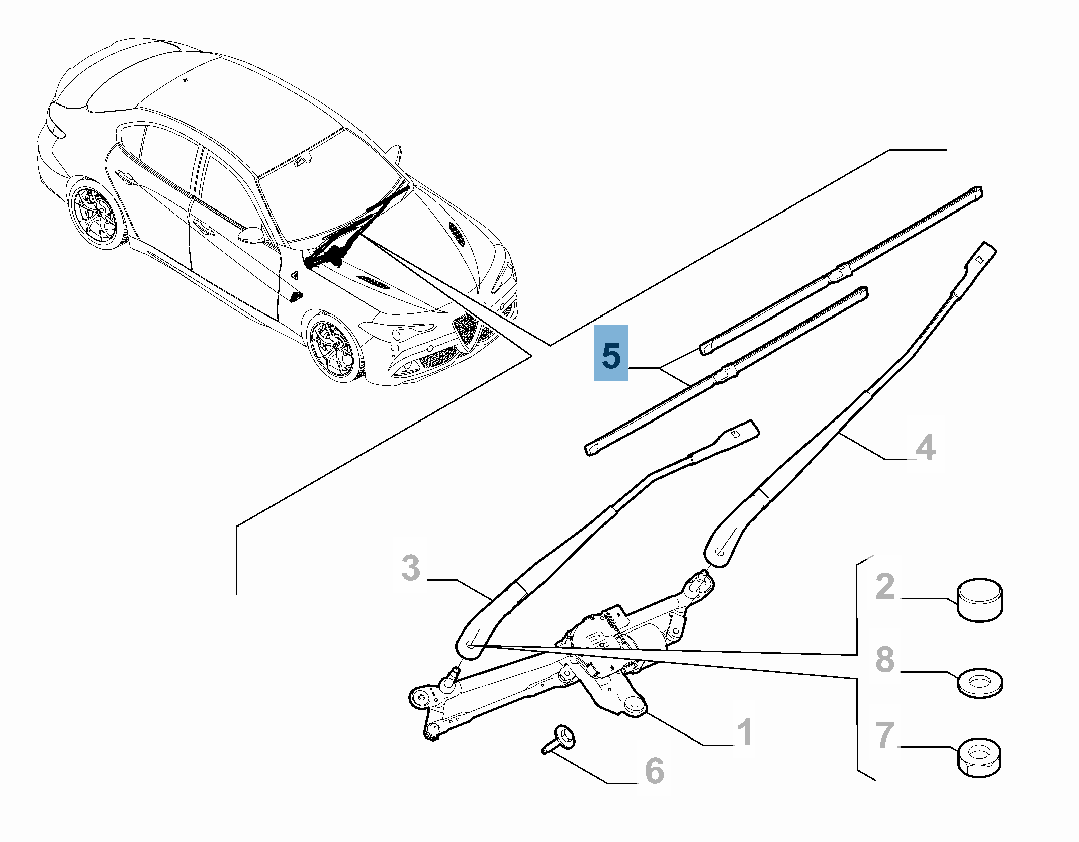 Kit de 2 escobillas para limpiaparabrisas delanteras para Alfa Romeo Giulia  alfa-romeo