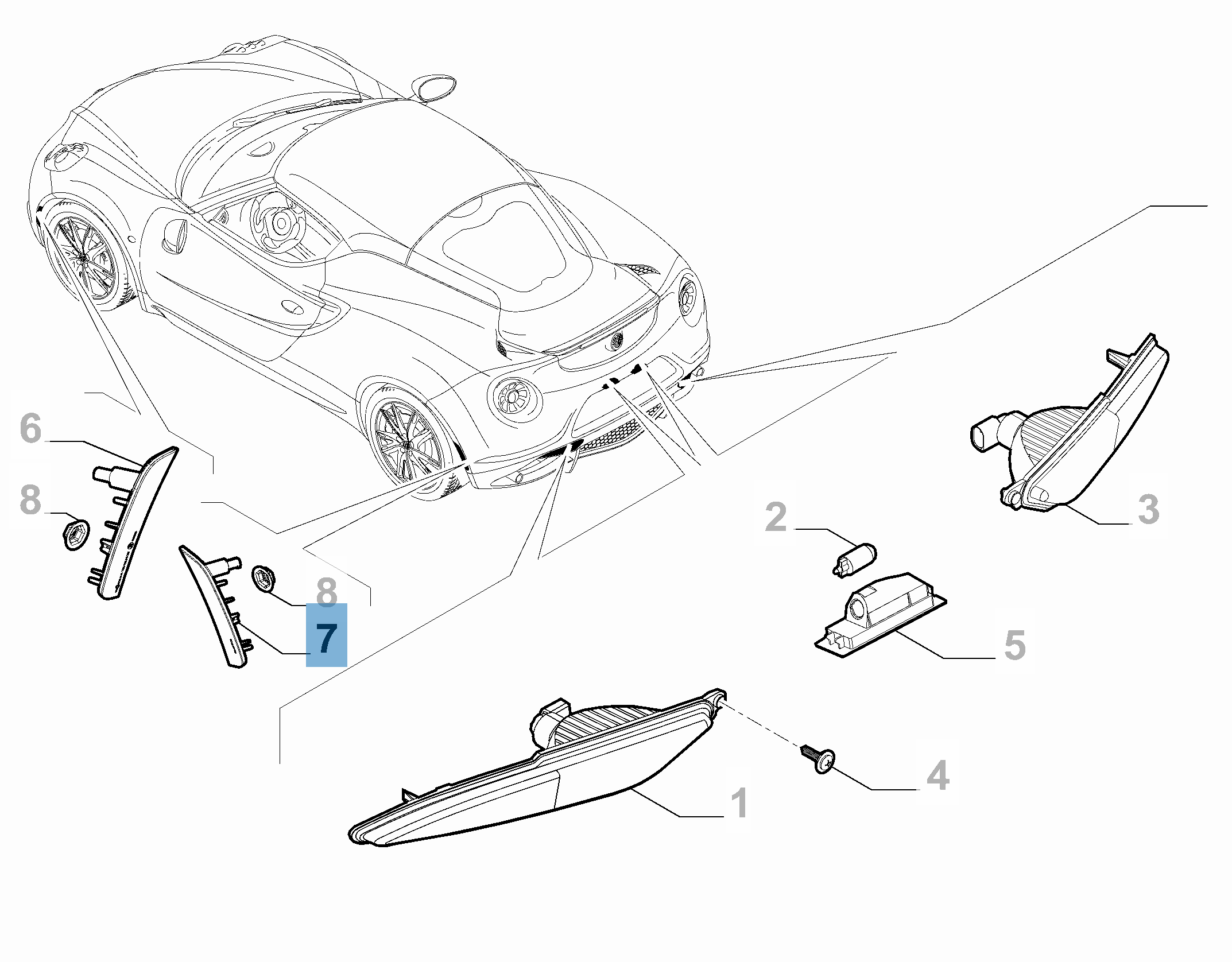 Intermitente trasero lateral izquierdo para Alfa Romeo 4C undefined