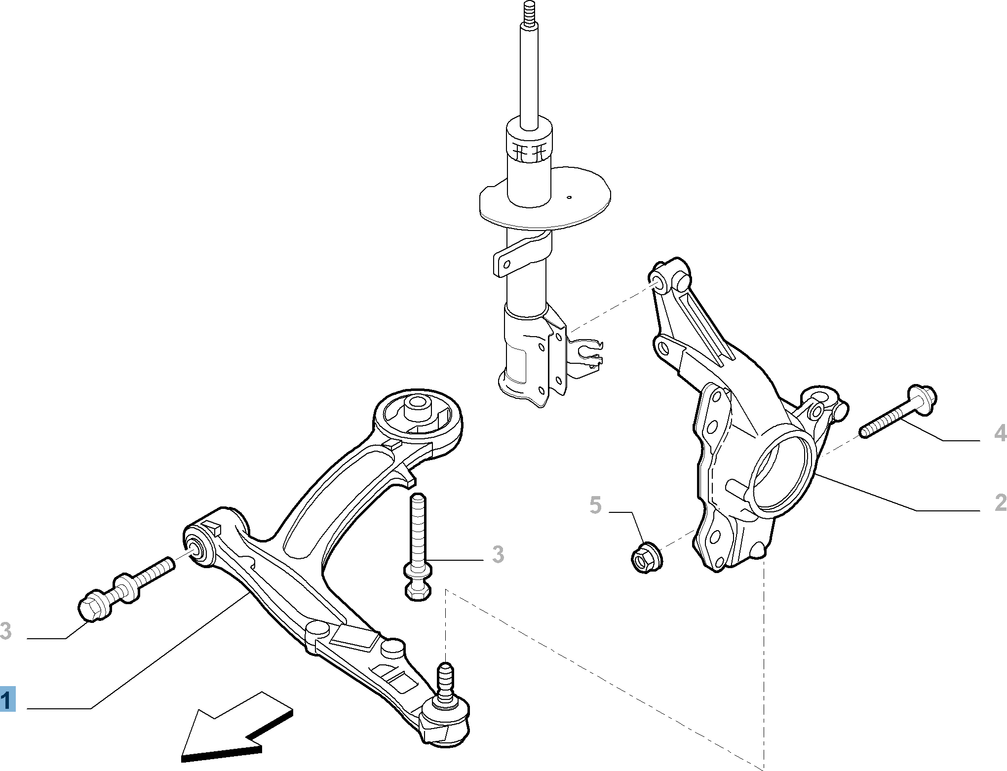 Bras oscillant gauche de suspension avant undefined