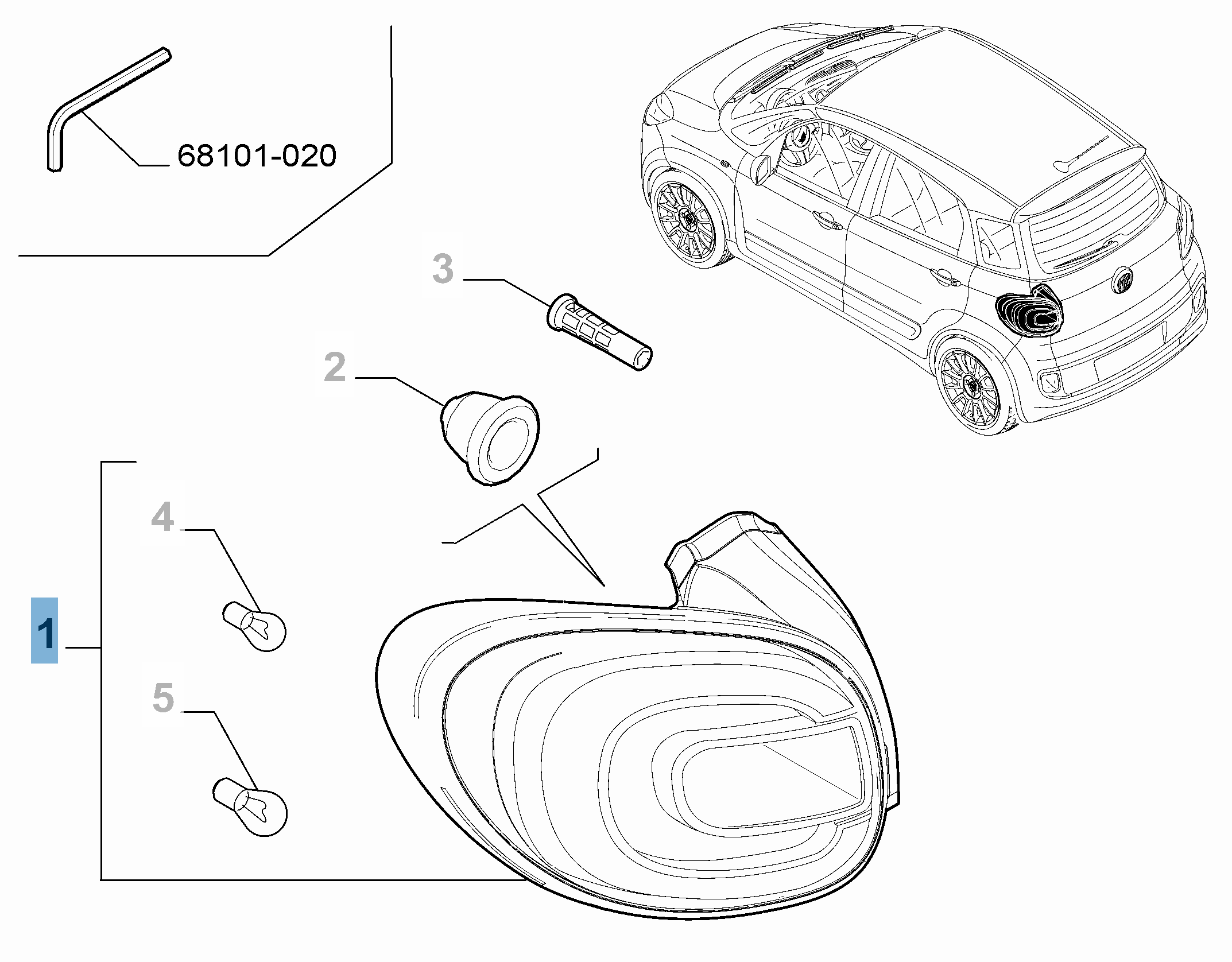 Feu arrière gauche fixe pour Fiat 500L undefined