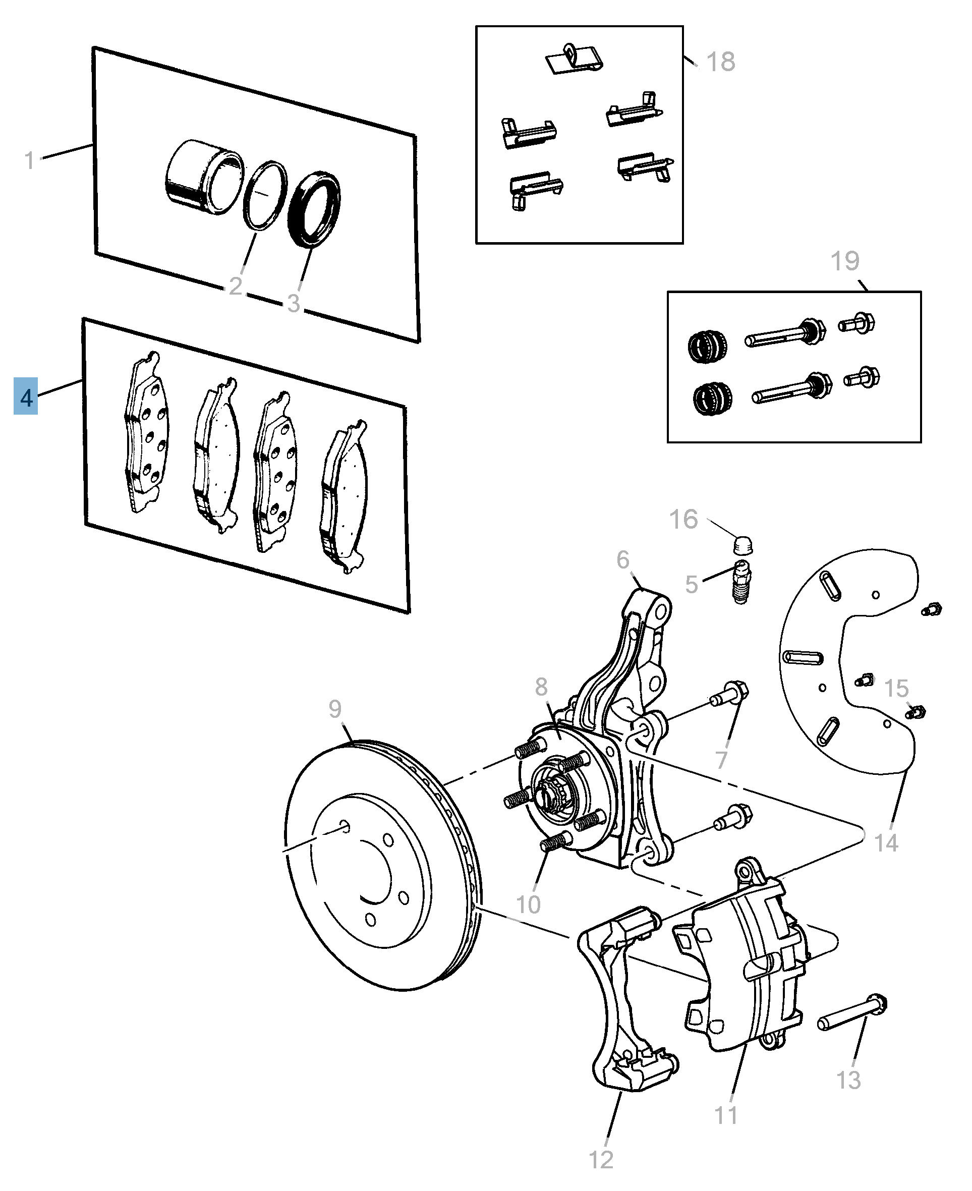 Pastiglia freno disco anteriore (Set 4 pezzi)  lancia