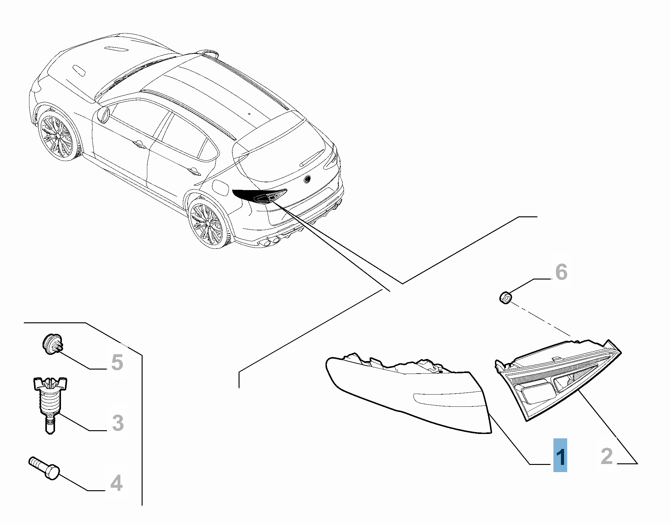 Feu arrière gauche fixe pour Alfa Romeo Stelvio  undefined