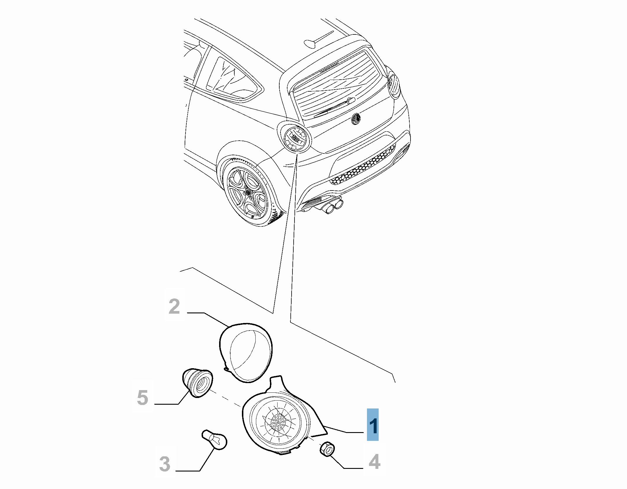 Feu arrière gauche sans contour pour Alfa Romeo Mito  undefined
