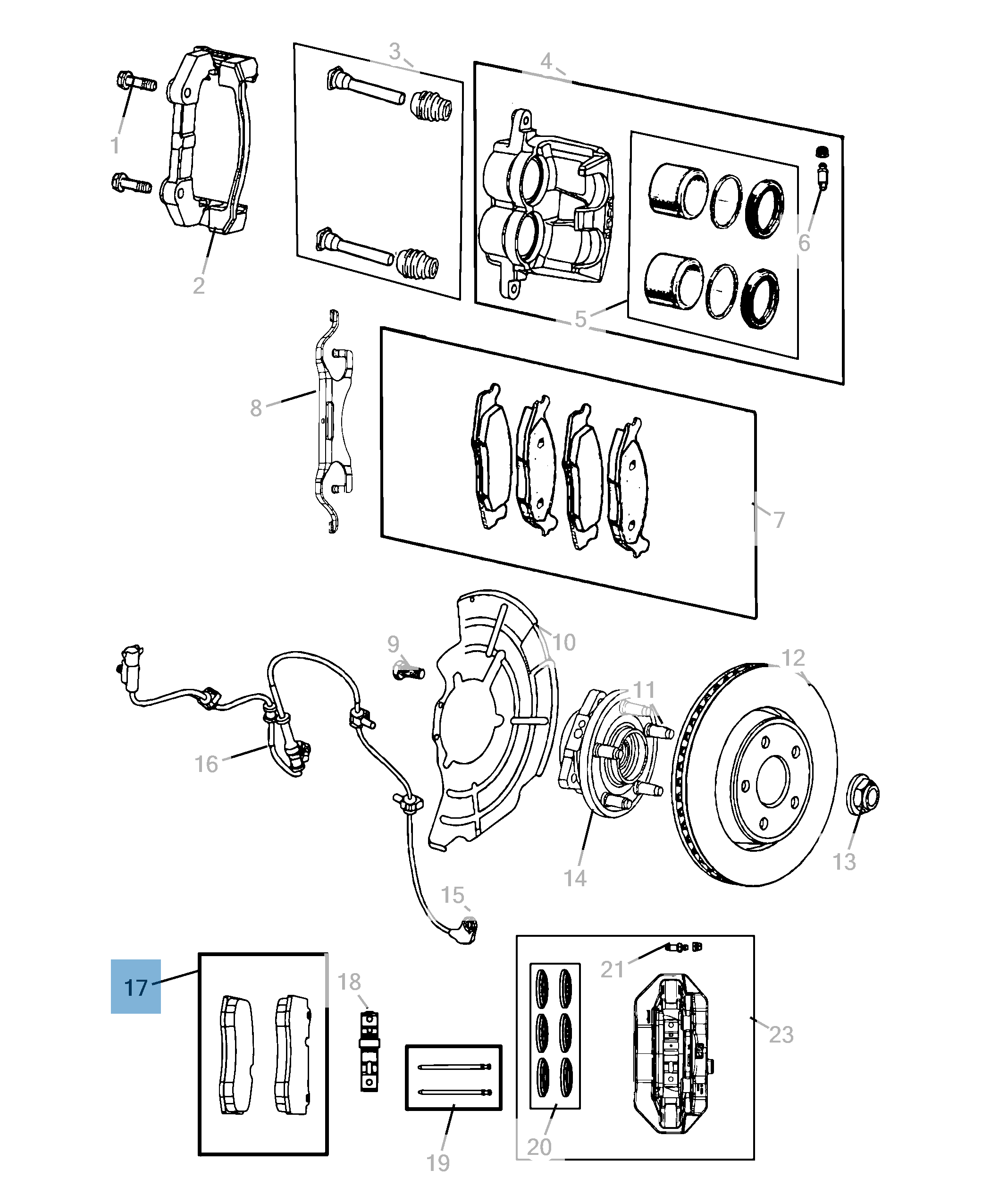 Pastiglia freno disco anteriore (Set 4 pezzi) per Durango & Grand Cherokee  undefined