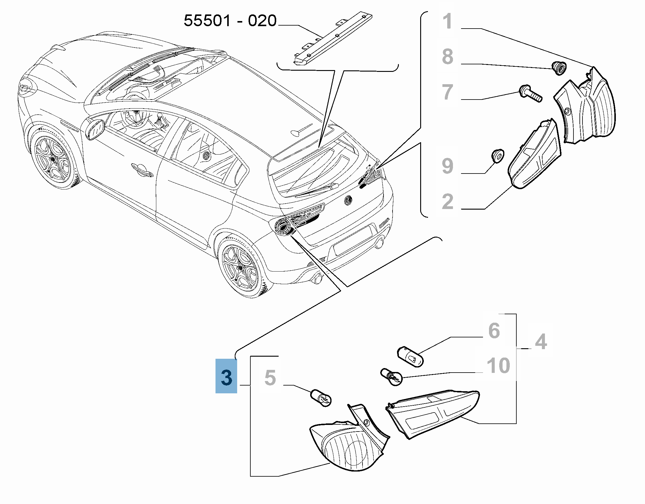 Piloto trasero izquierdo fijo para Alfa Romeo Giulietta  undefined