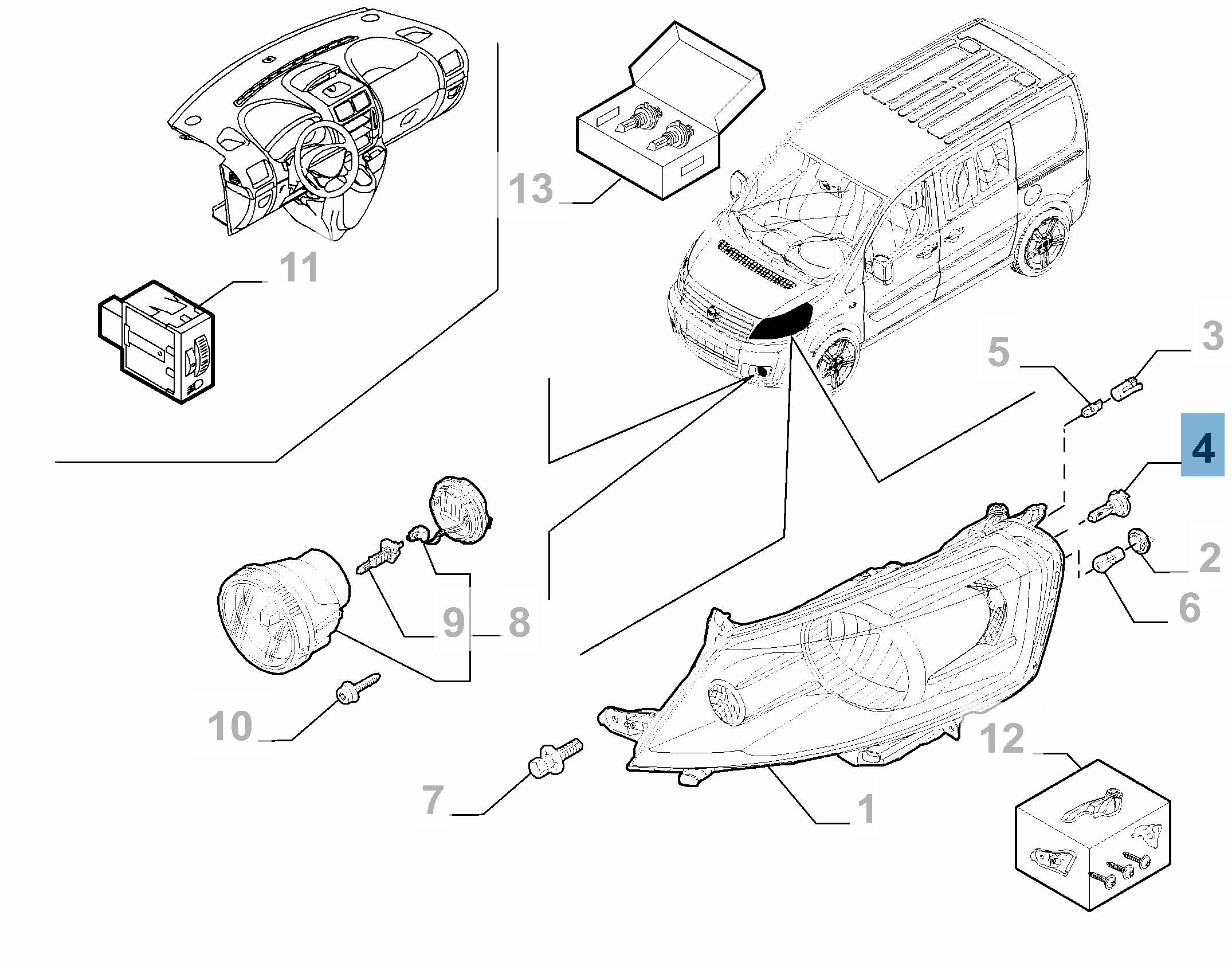 Lampadina H4 60W 12V  lancia