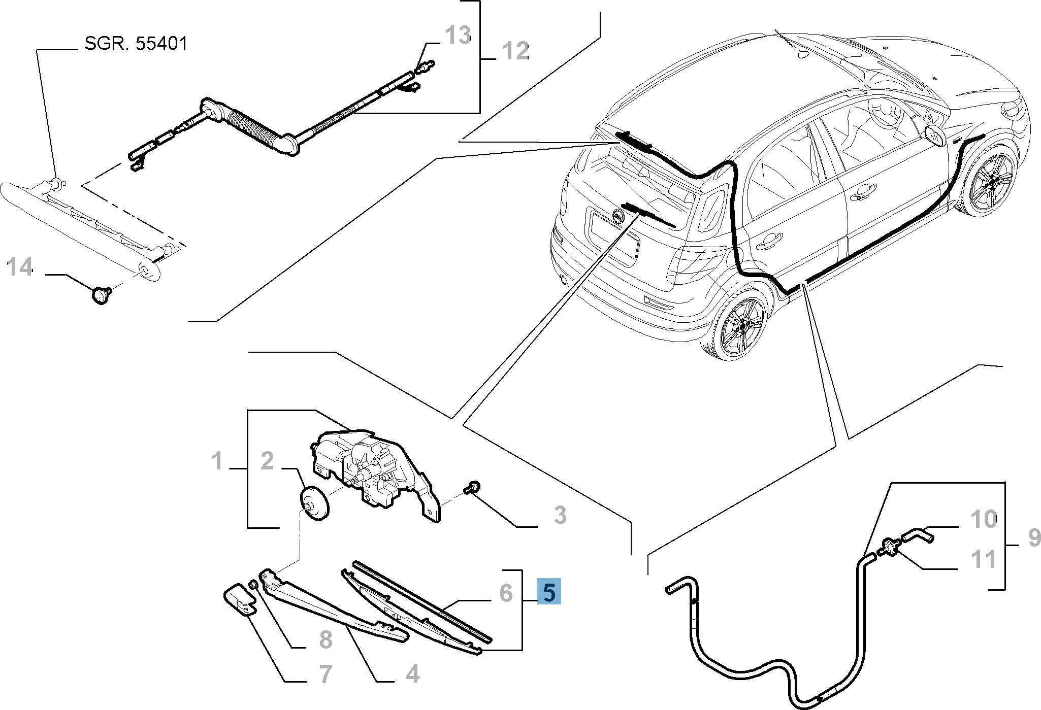 Rear Windscreen Wiper Blade for Fiat Sedici  fiat