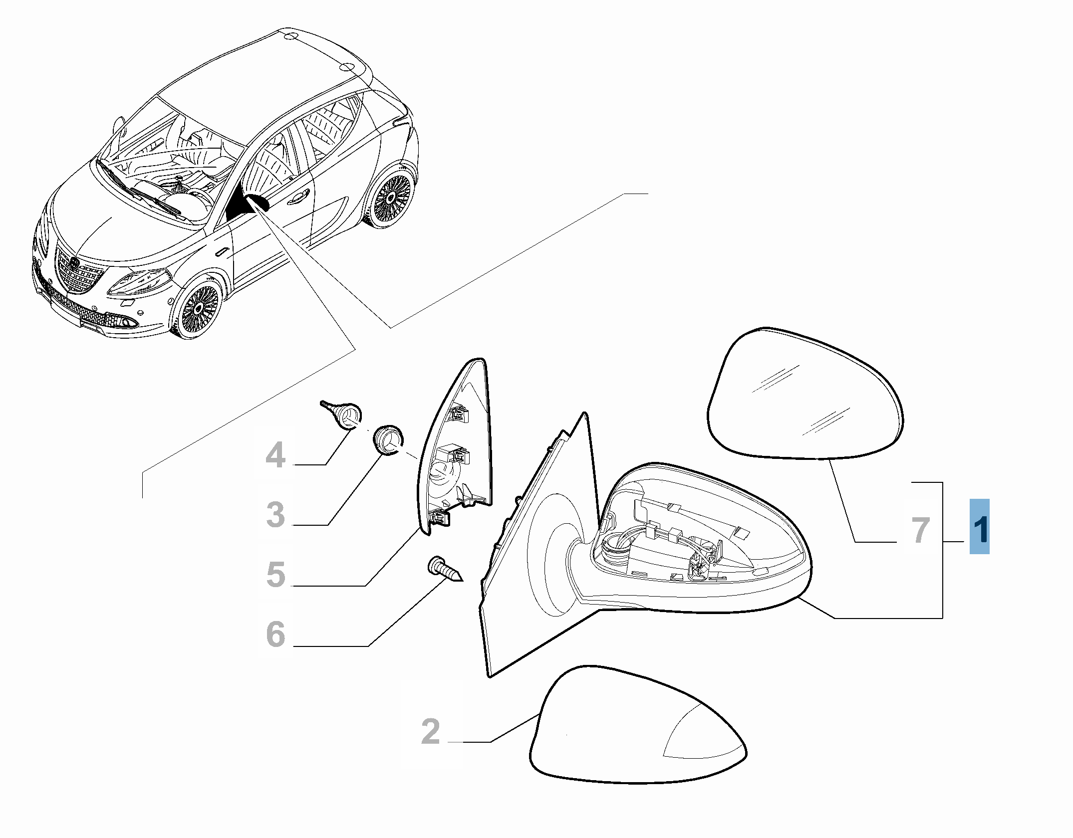 Specchietto retrovisore esterno destro per Lancia Ypsilon  undefined