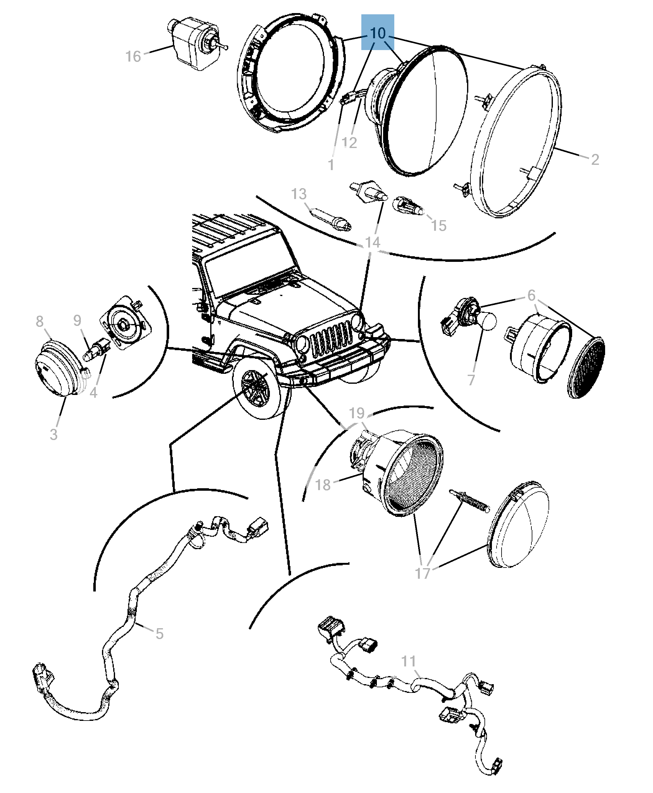 Faro anteriore per Jeep Wrangler undefined