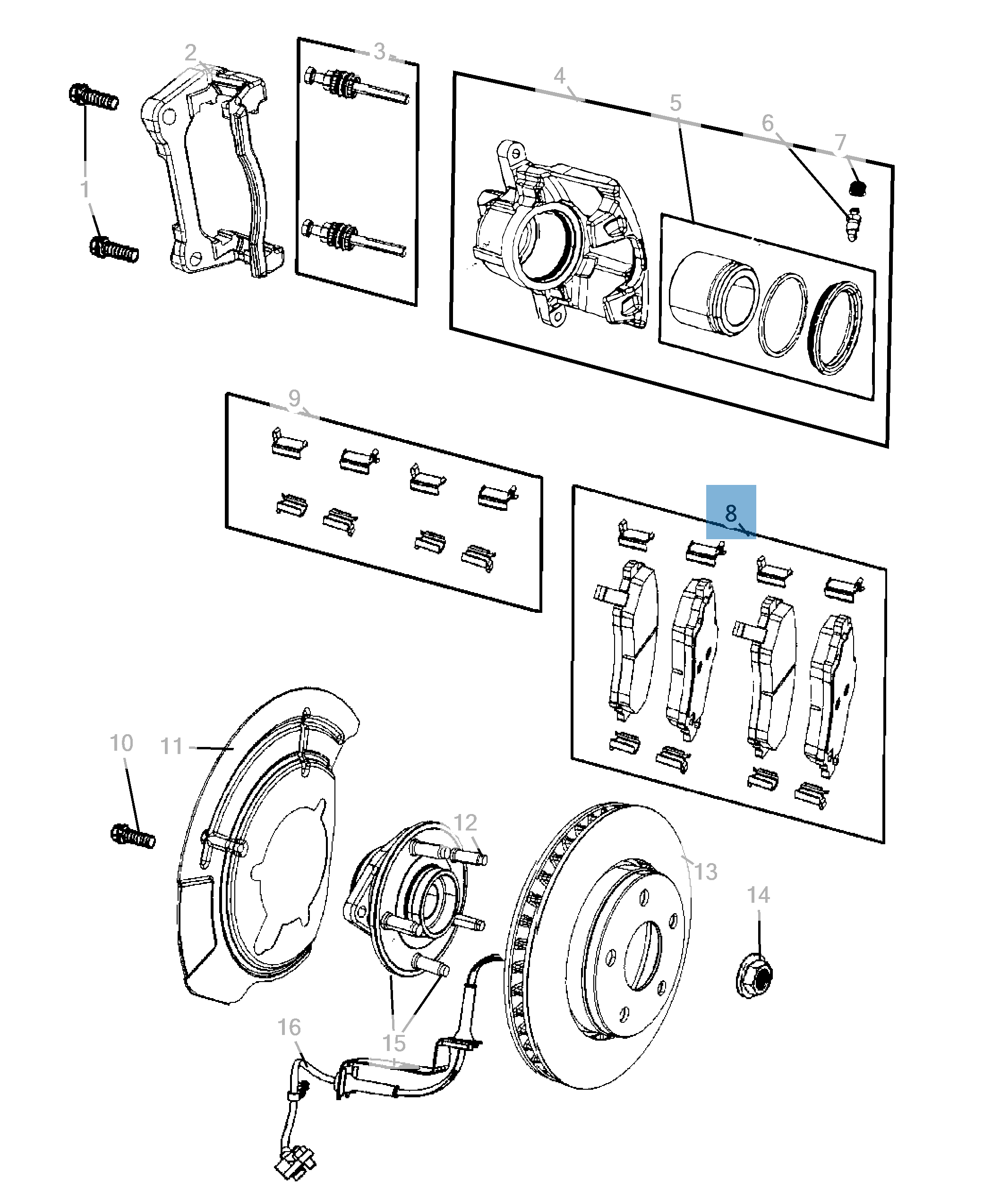 Pastiglia freno disco anteriore (Set 4 pezzi) per Jeep Cherokee  jeep