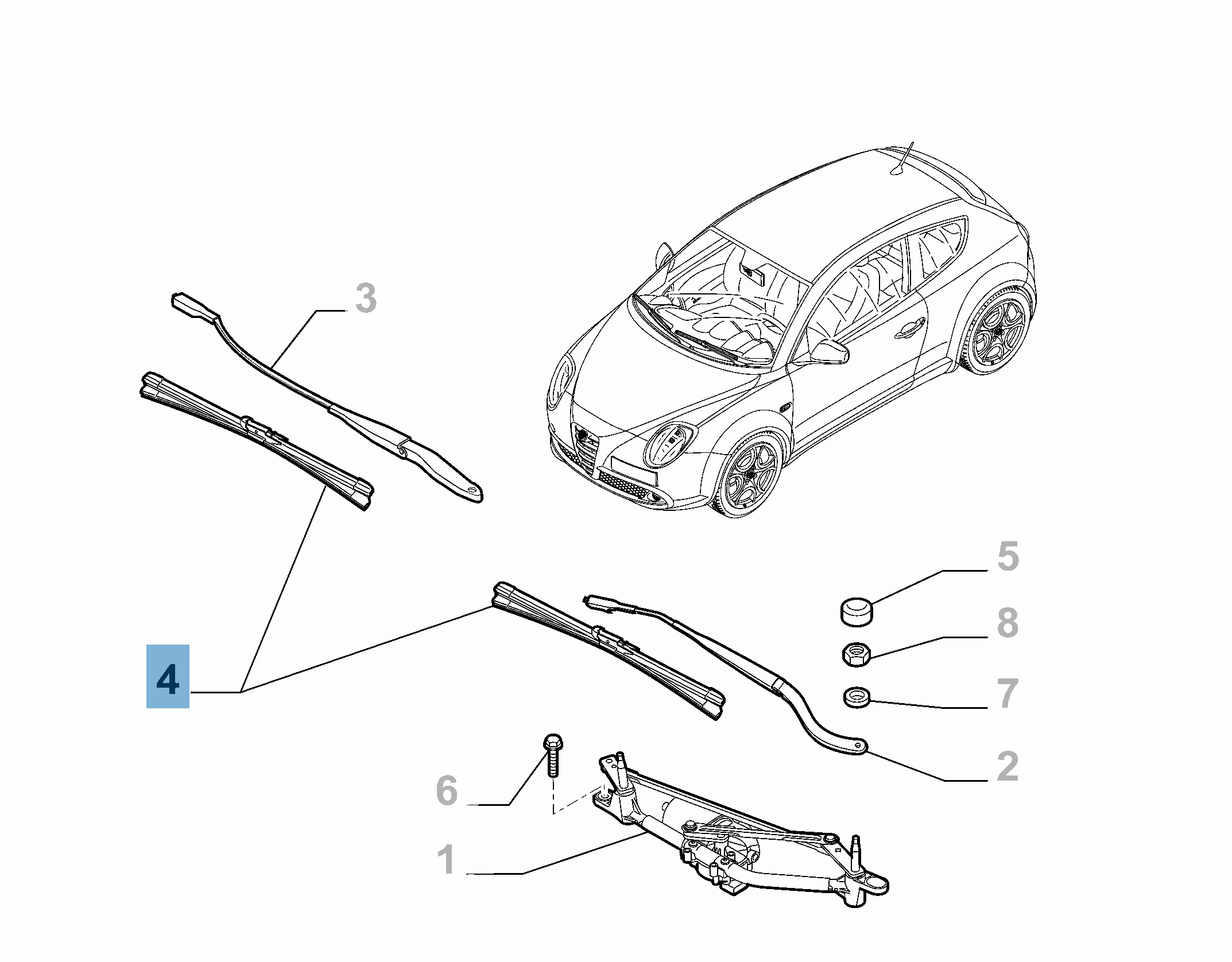 Kit de 2 escobillas para limpiaparabrisas para Mito  undefined