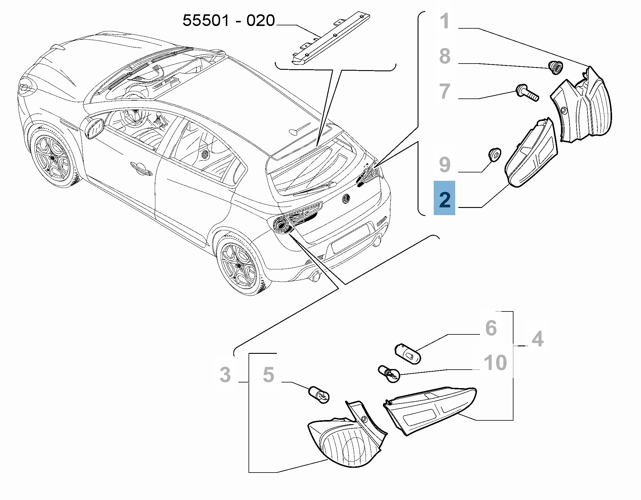 Piloto trasero derecho móvil para Alfa Romeo Giulietta undefined