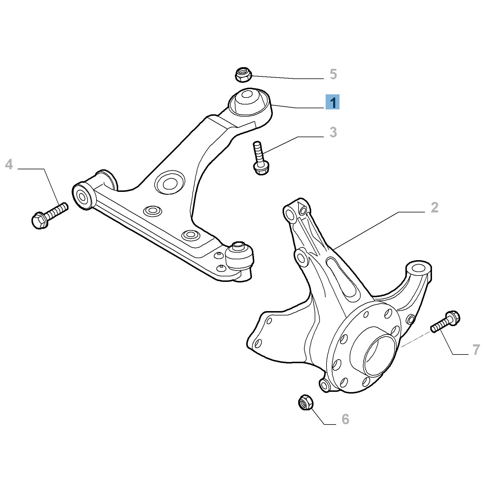 Bras oscillant droit de suspension avant pour Alfa Romeo Mito  undefined