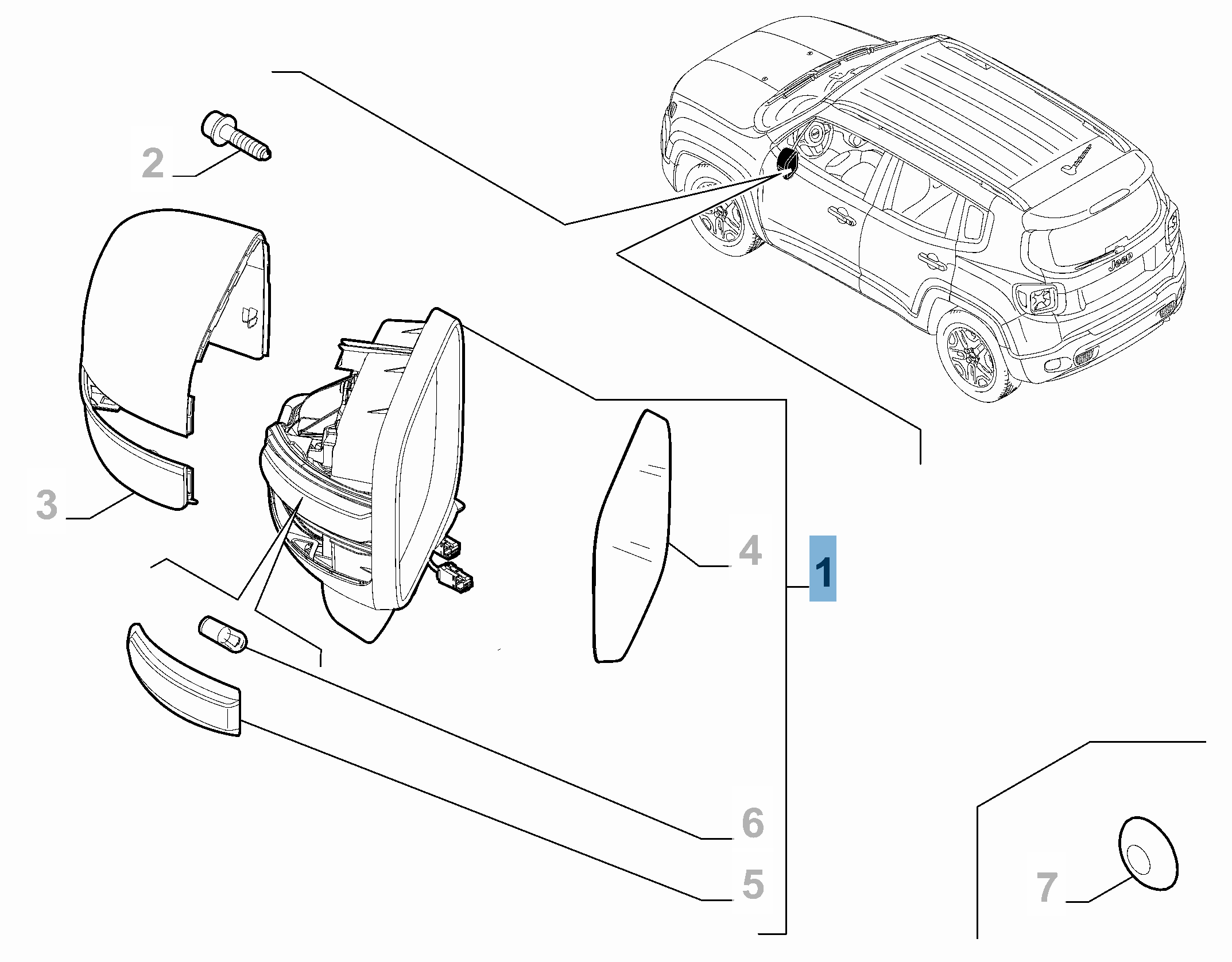 Specchietto retrovisore esterno sinistro per Jeep Renegade  undefined