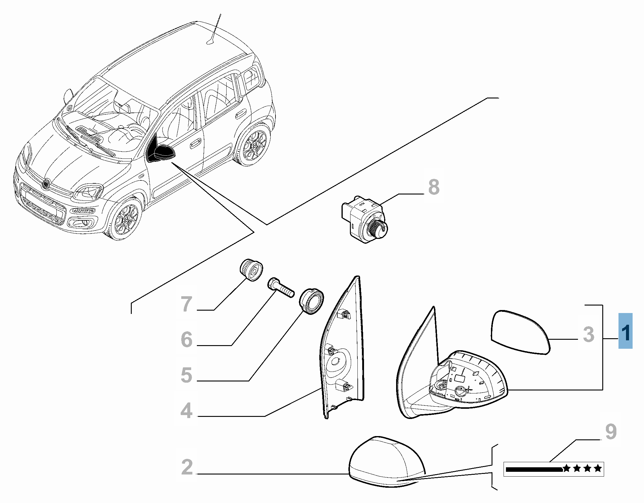 Rétroviseur gauche pour Fiat et Fiat Professional undefined