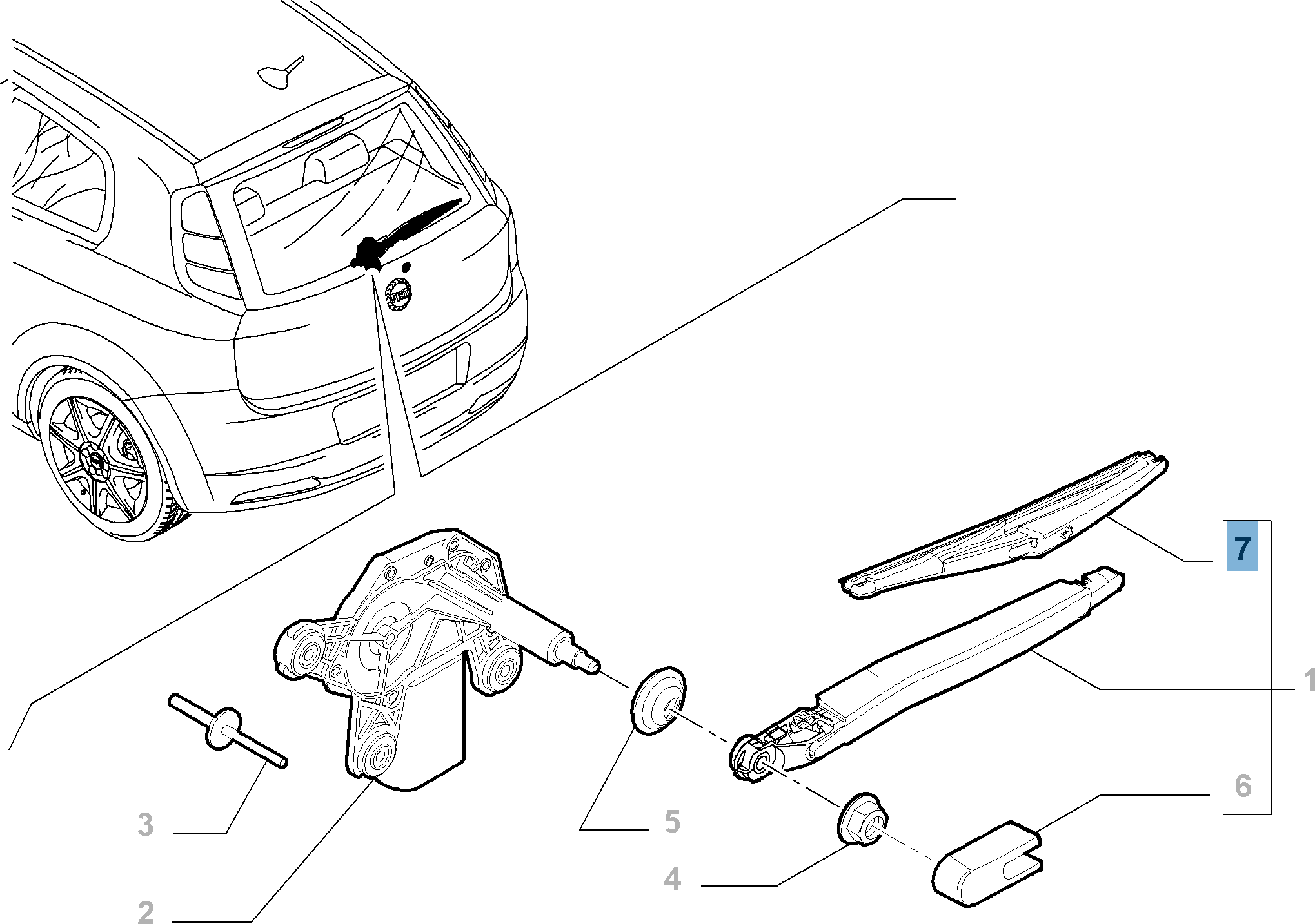 Rear screen wiper blade for Punto undefined