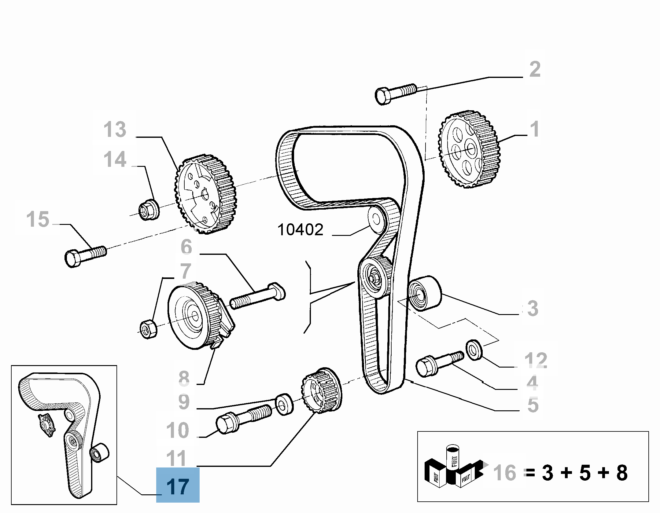 Kit correa de distribución con bomba de agua  alfa-romeo
